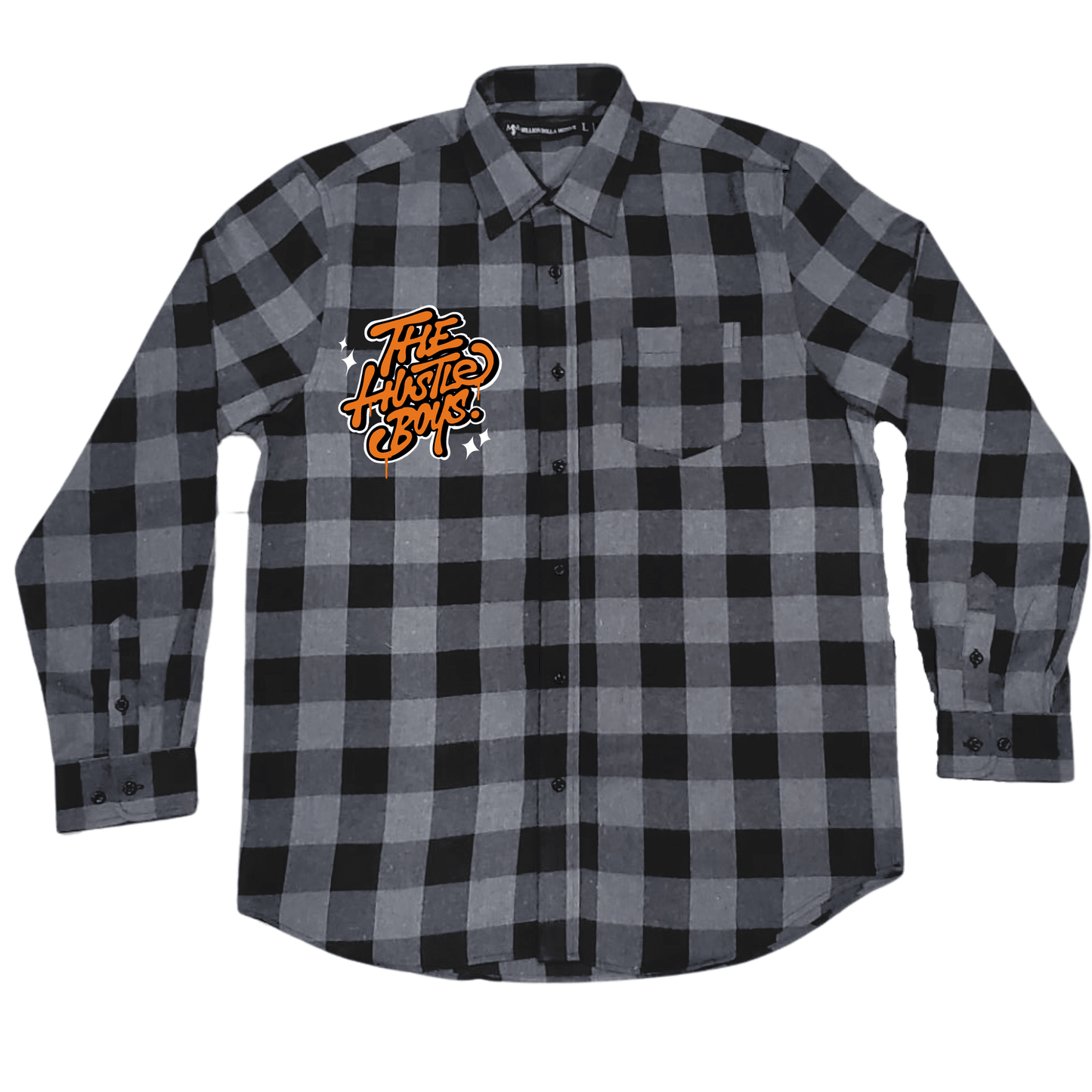 The Hustle Boys - Black and Grey Flannel Long Sleeve Shirt