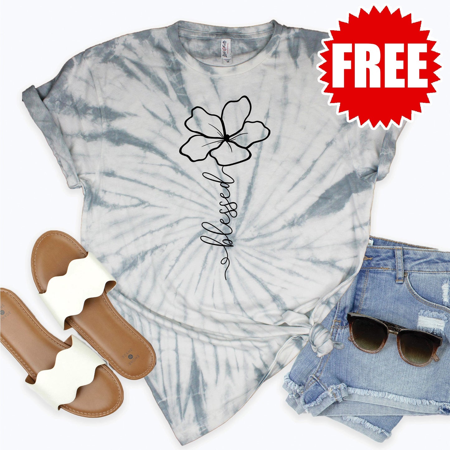 Blessed Tee - Tie Dye Soft Grey - 0