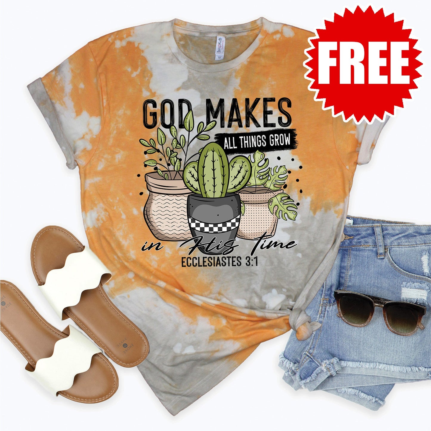 In His Time Tee - Toast Splash Tie Dye - 0