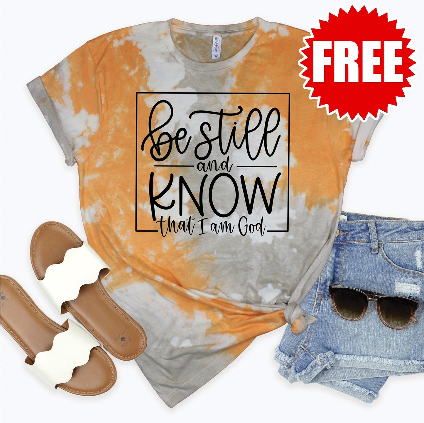 Be Still And Know Tee - Toast Splash Tie Dye - 0