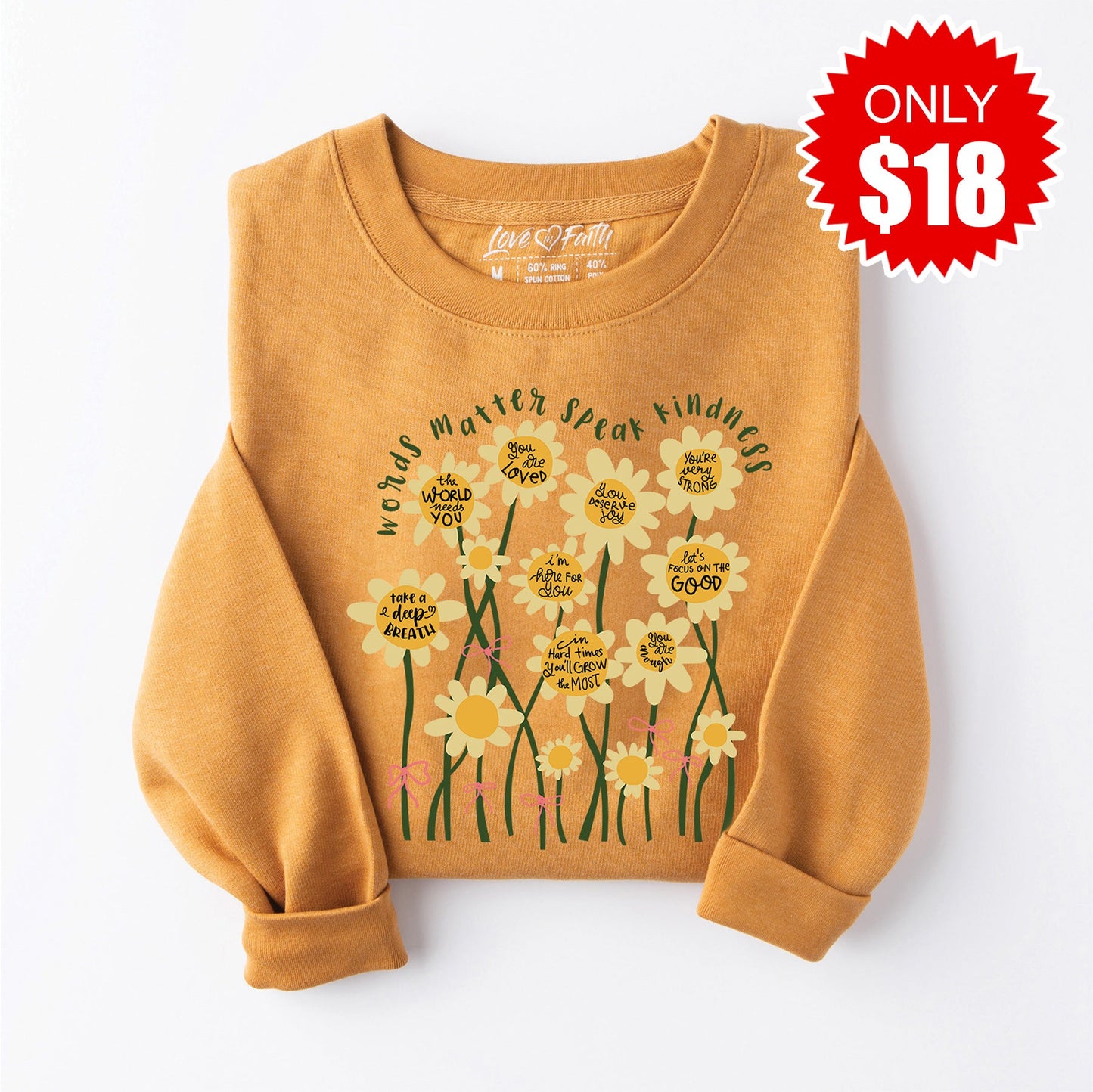 Words Matter Speak Kindness Sweatshirt - Heather Toast - 18