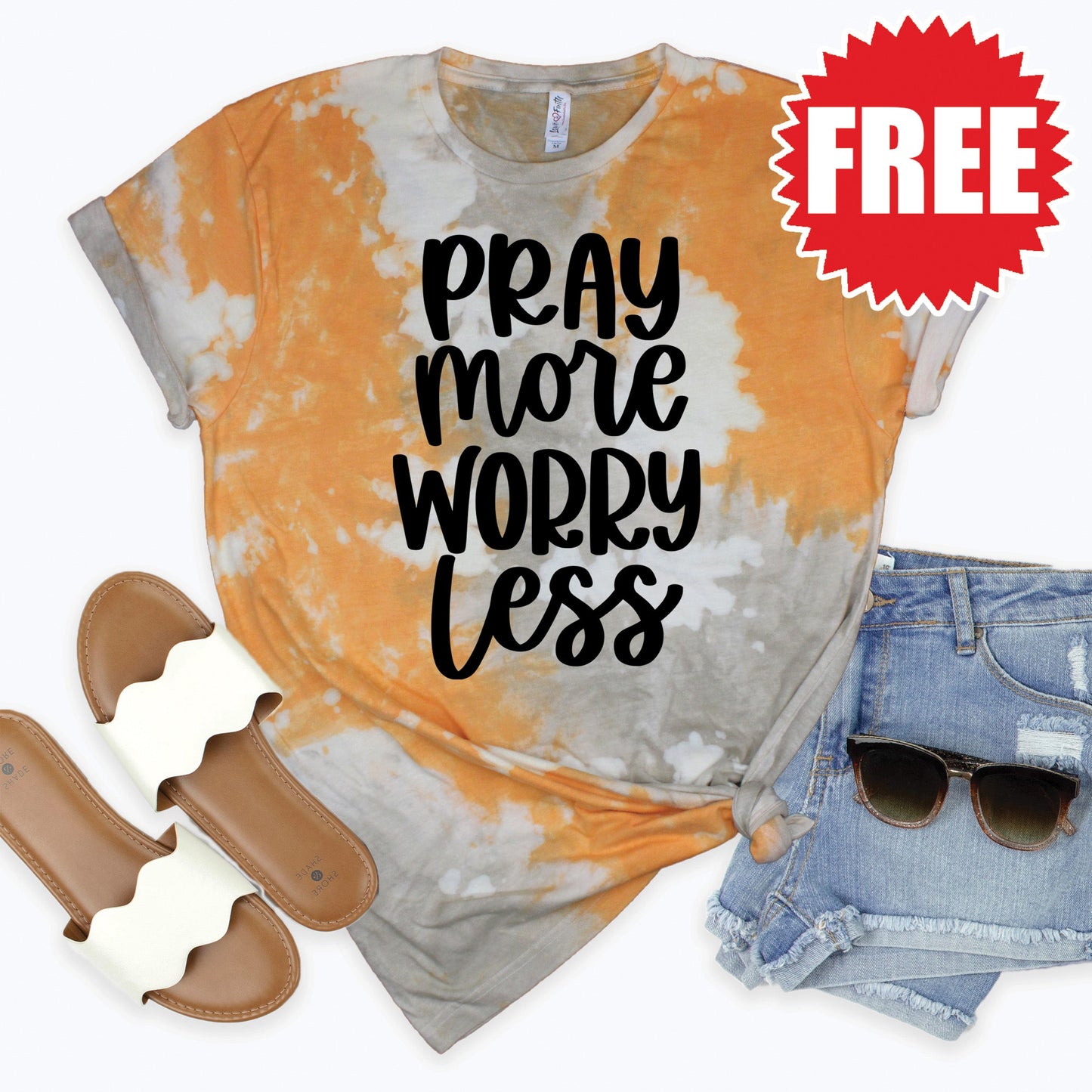Pray More Tee - Toast Splash Tie Dye - 0