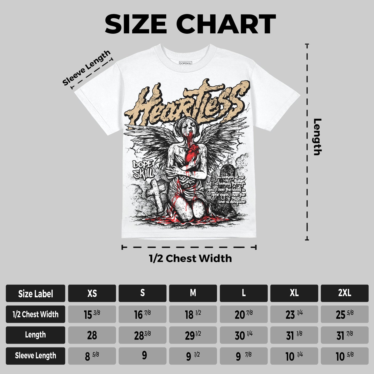 TAN Collection DopeSkill Oversize Print T-Shirt Heartless Graphic