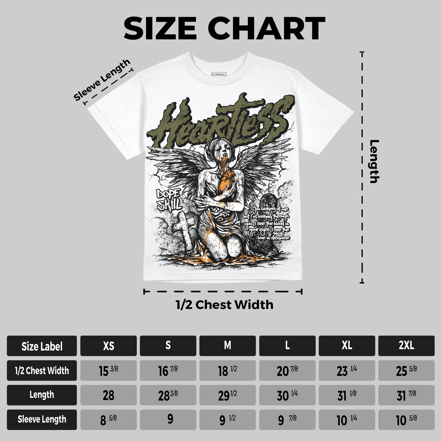 Olive 5s DopeSkill Oversize Print T-Shirt Heartless Graphic
