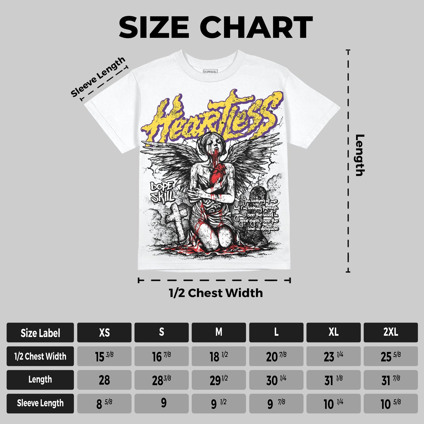 Field Purple 12s DopeSkill Oversize Print T-Shirt Heartless Graphic
