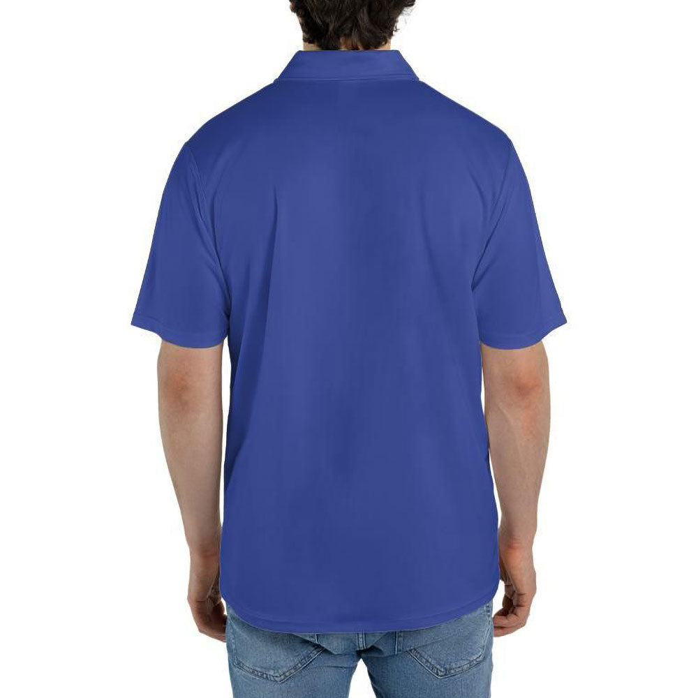 American Flag Shirt Patriotic Short Sleeve Moisture Wicking Blue Polo Shirts for Men