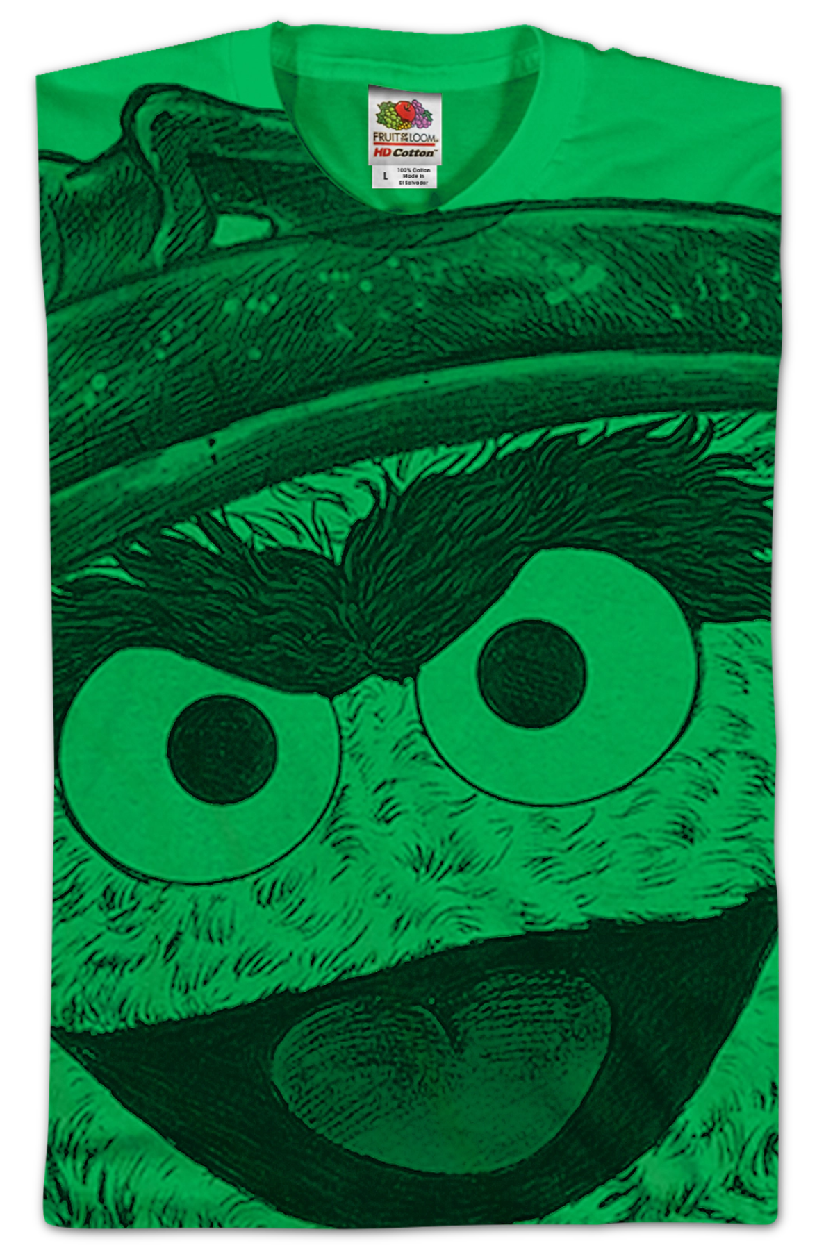 Big Print Oscar The Grouch Sesame Street T-Shirt