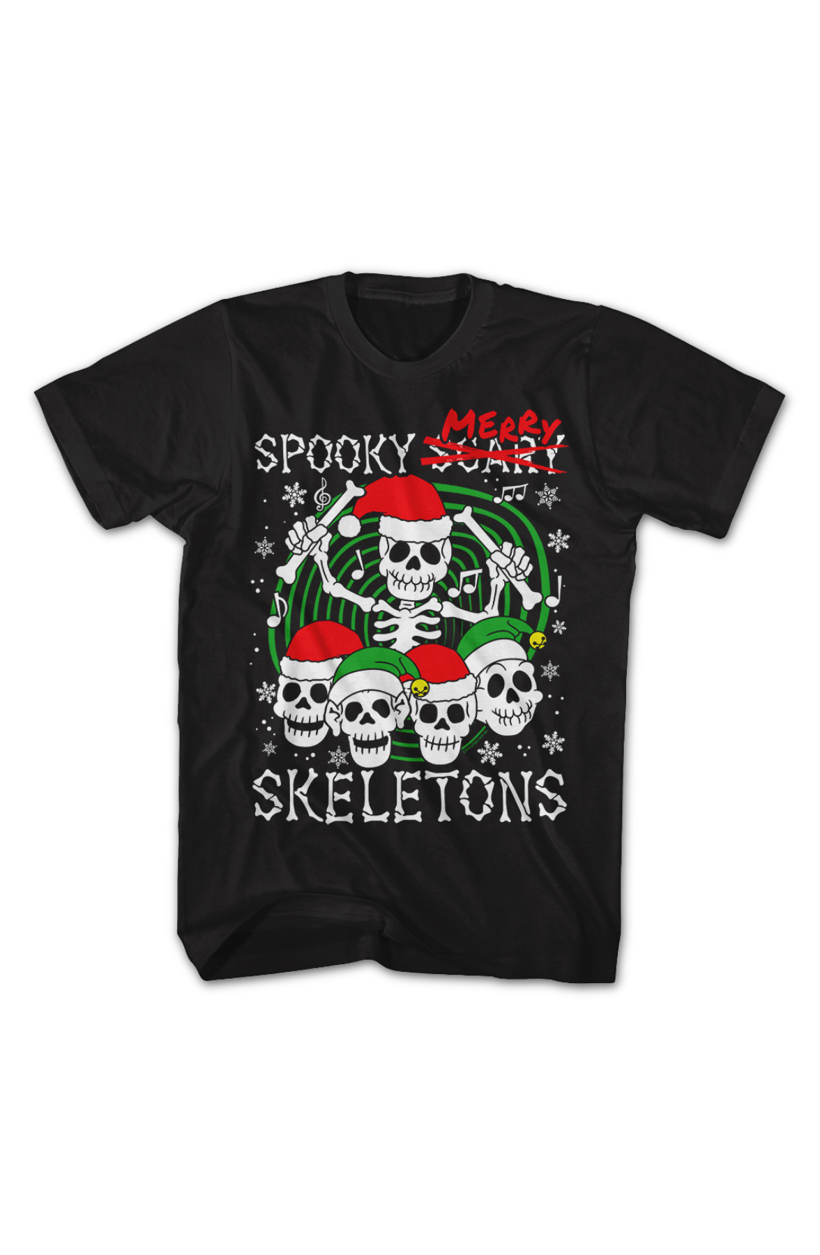 Christmas Hats Spooky Merry Skeletons T-Shirt