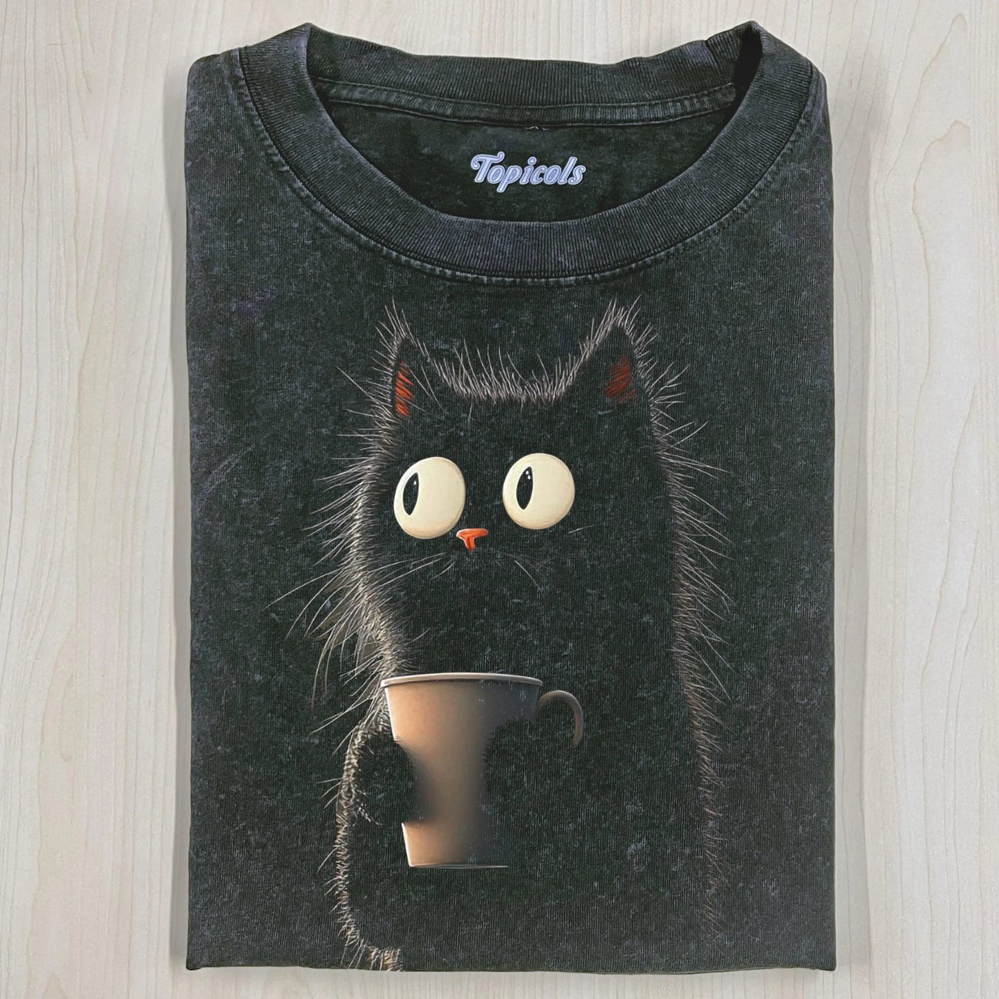 CARICATURE CAT WITH A MUG T-SHIRT Style003