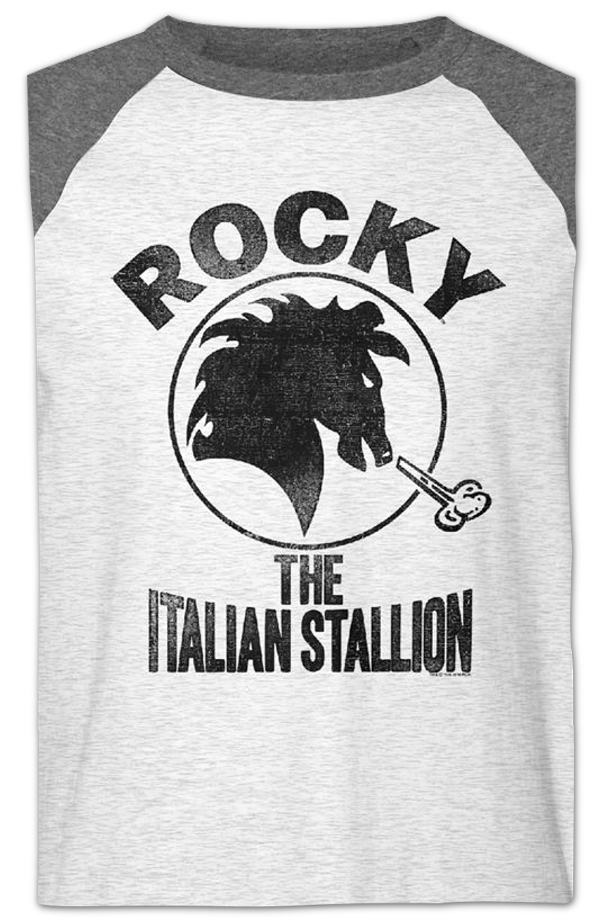Distressed Italian Stallion Logo Rocky Raglan Baseball Shirt