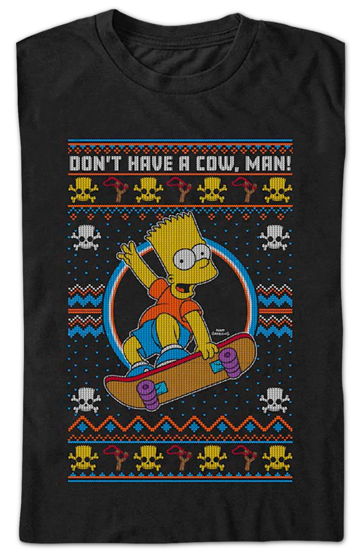 Don't Have A Cow Faux Ugly Christmas Sweater Simpsons T-Shirt