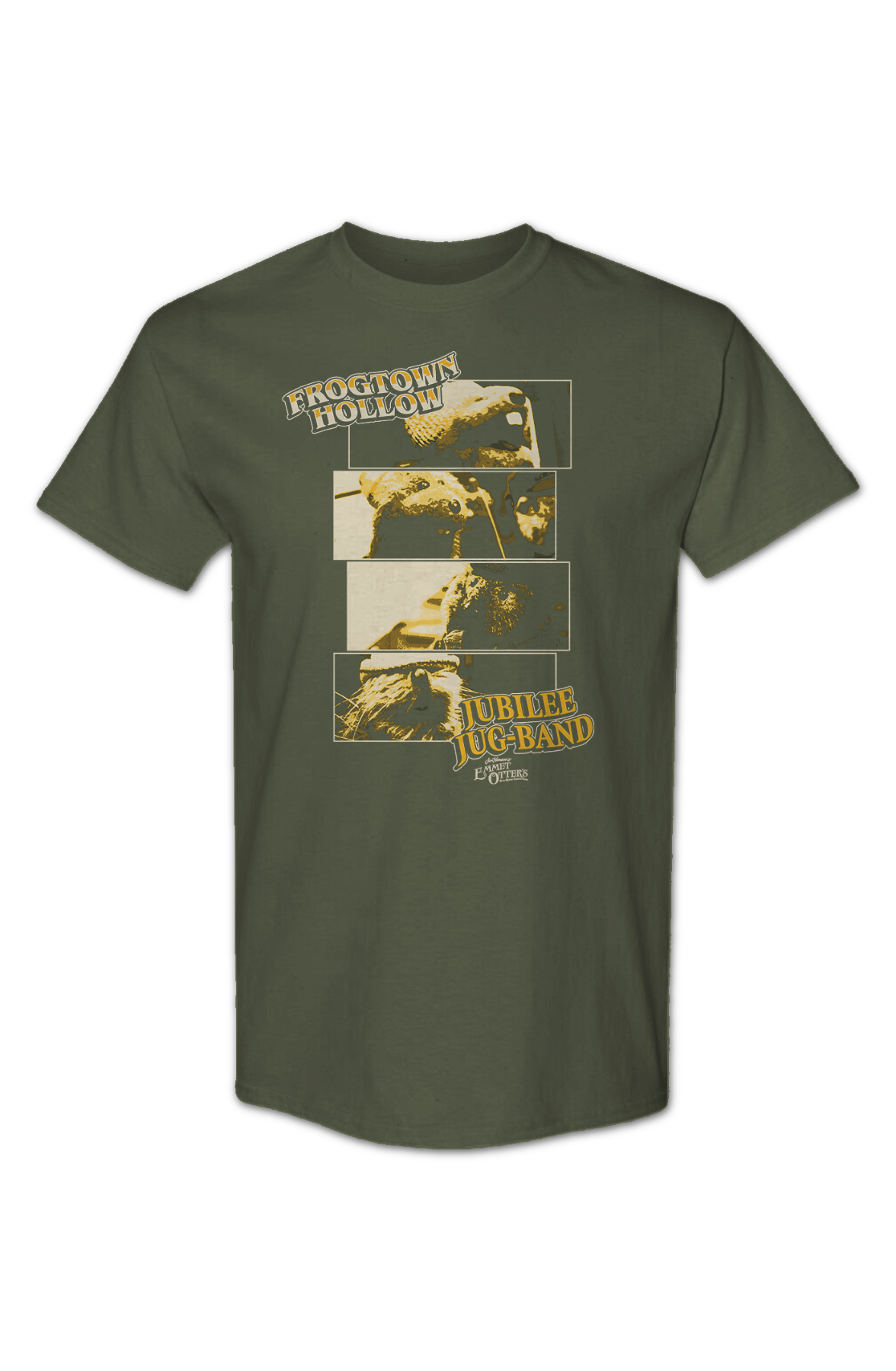Frogtown Hollow Jubilee Jug-Band Collage Emmet Otter T-Shirt