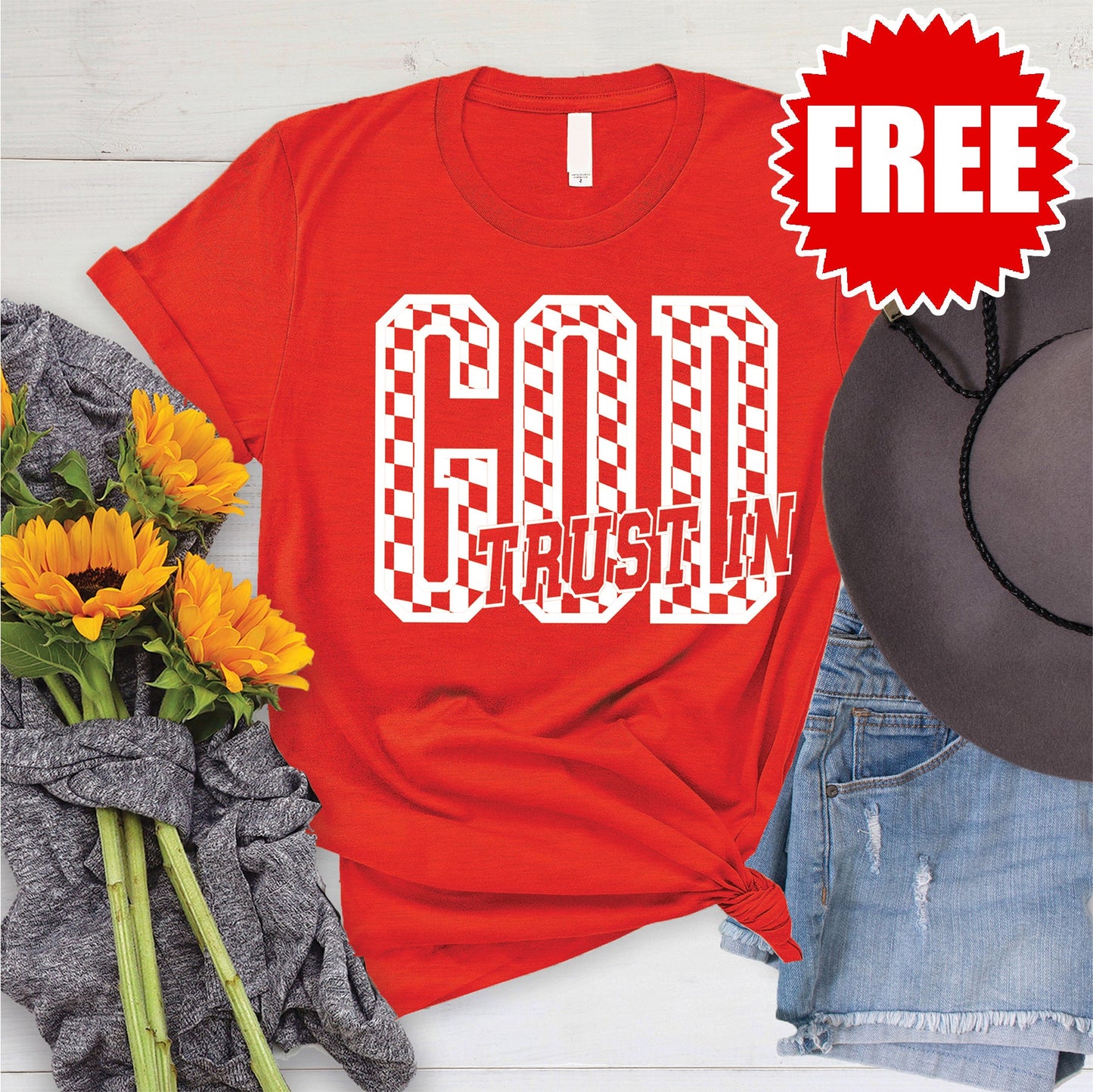 Trust In God Tee - Heather Poppy - FREE