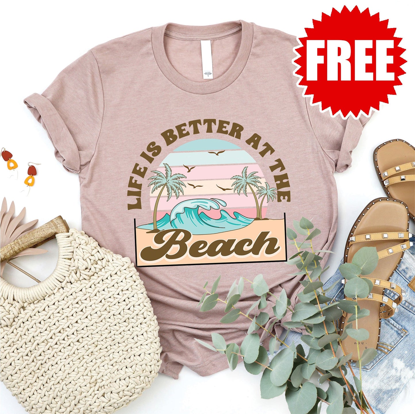 Beach Tee - Heather Pink Gravel - 0