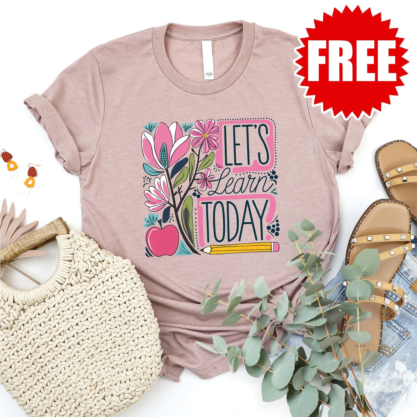 Learn Today Tee - Heather Pink Gravel - FREE