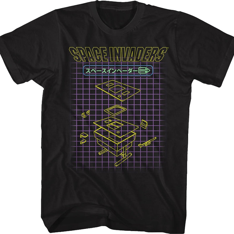 Japanese Grid Space Invaders T-Shirt