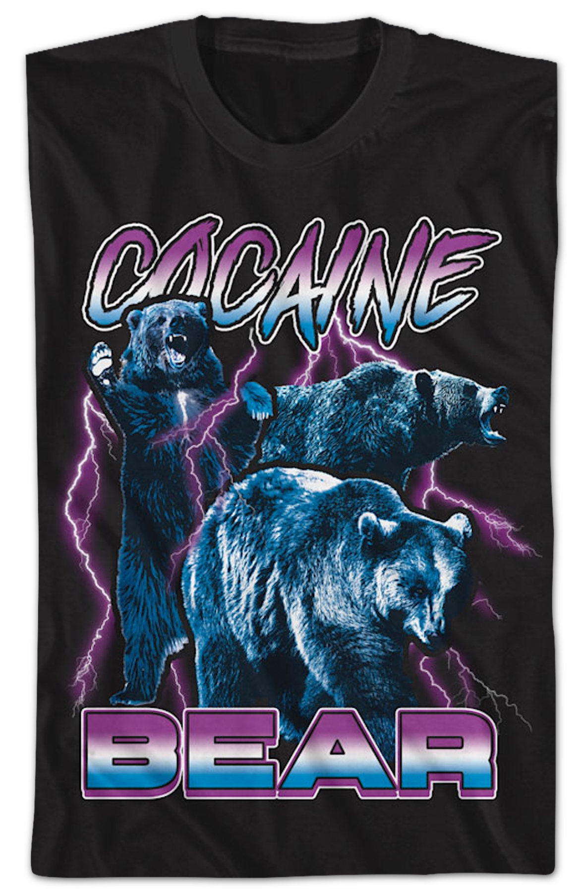 Lightning Collage Cocaine Bear T-Shirt
