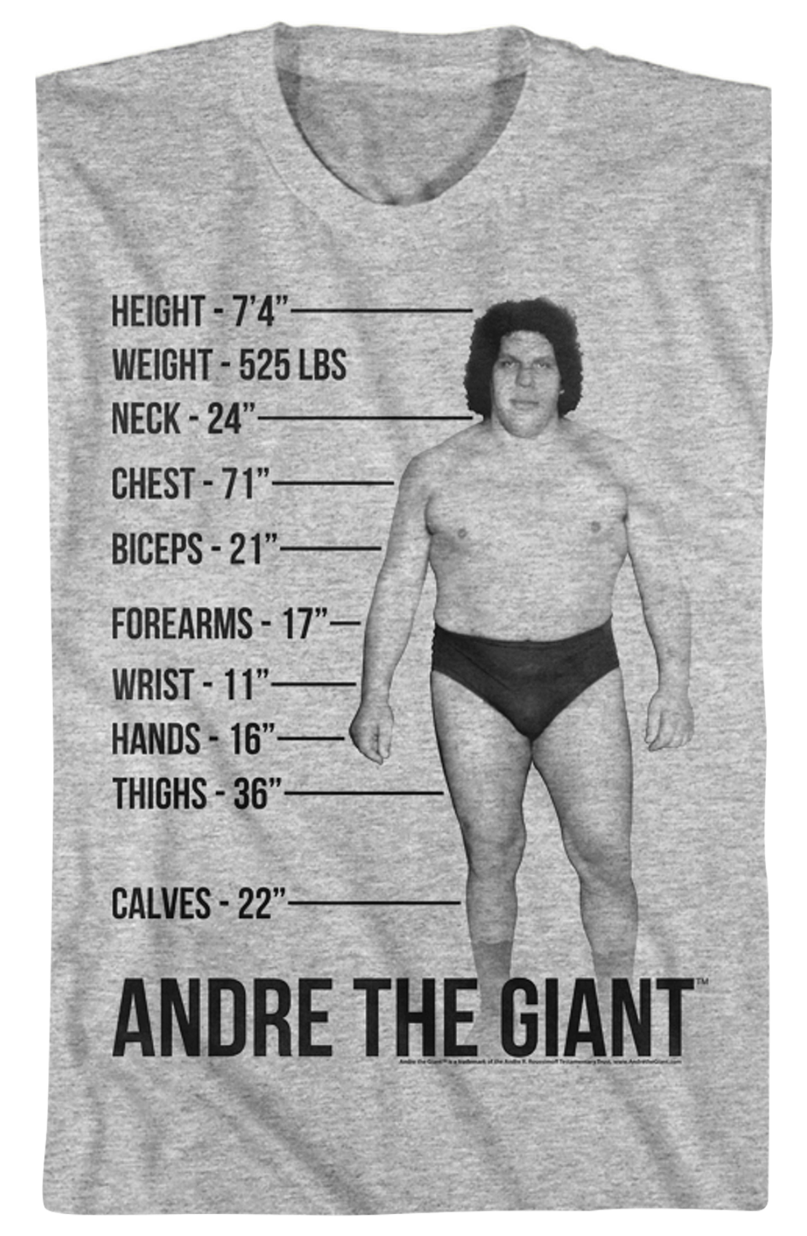 Measurements Andre The Giant T-Shirt