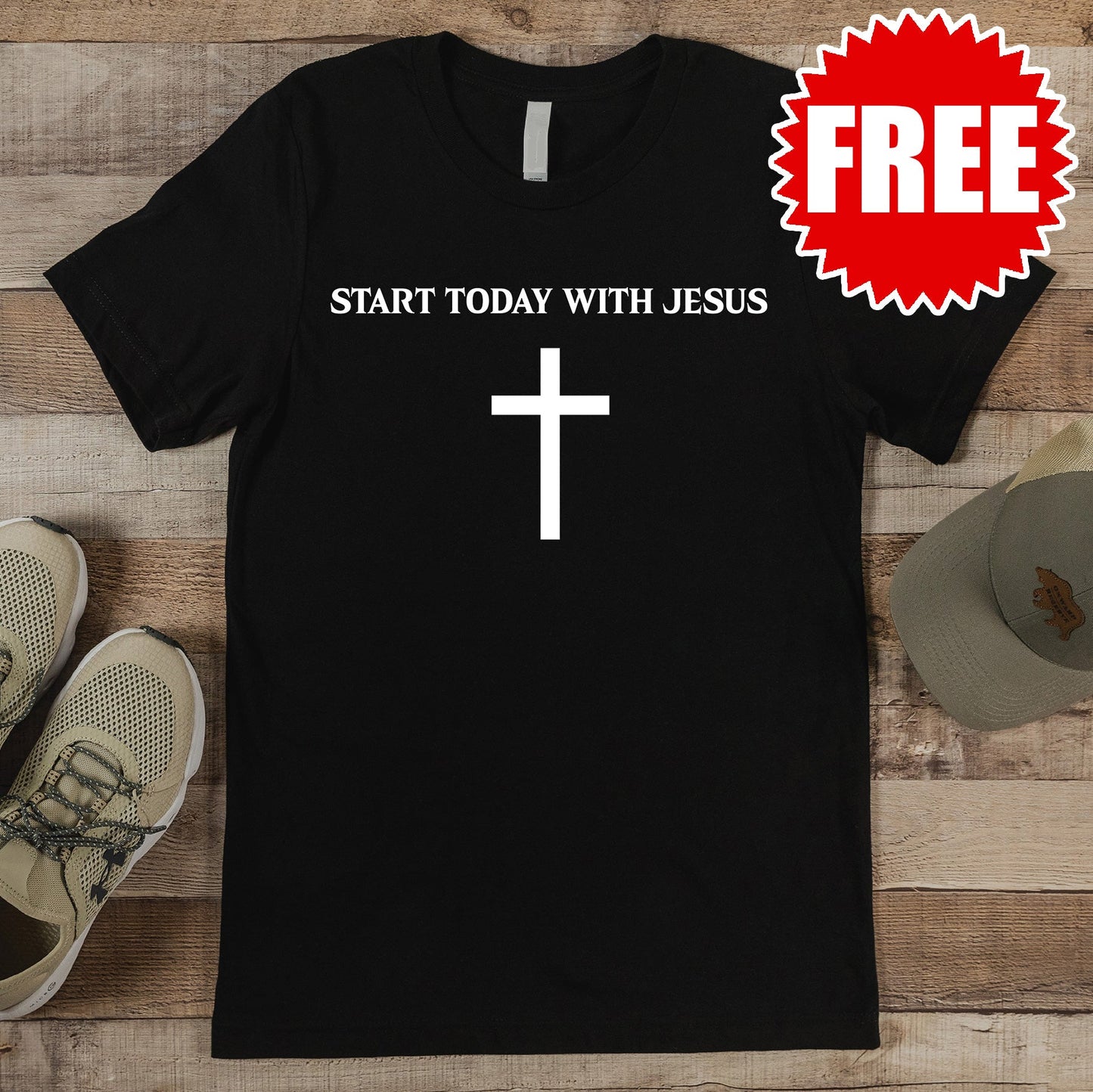 Start Today With Jesus Tee - Black - 0