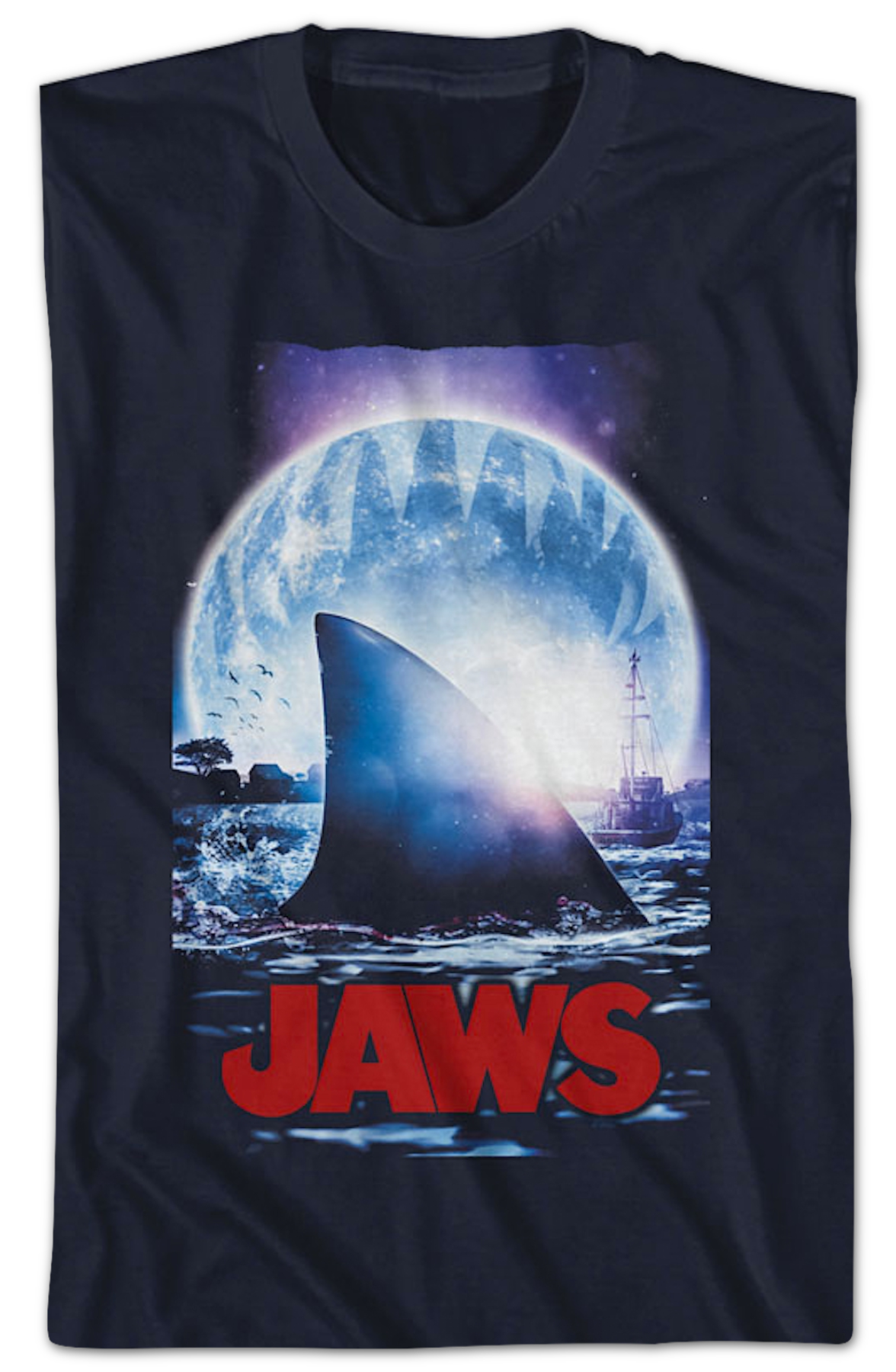 Moonlit Shark Fin Jaws T-Shirt