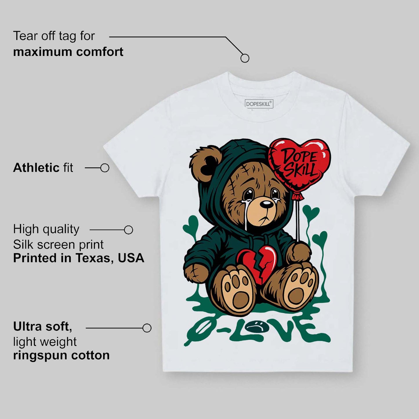 Oxidized Green 4s DopeSkill Toddler Kids T-shirt Broken Bear Graphic