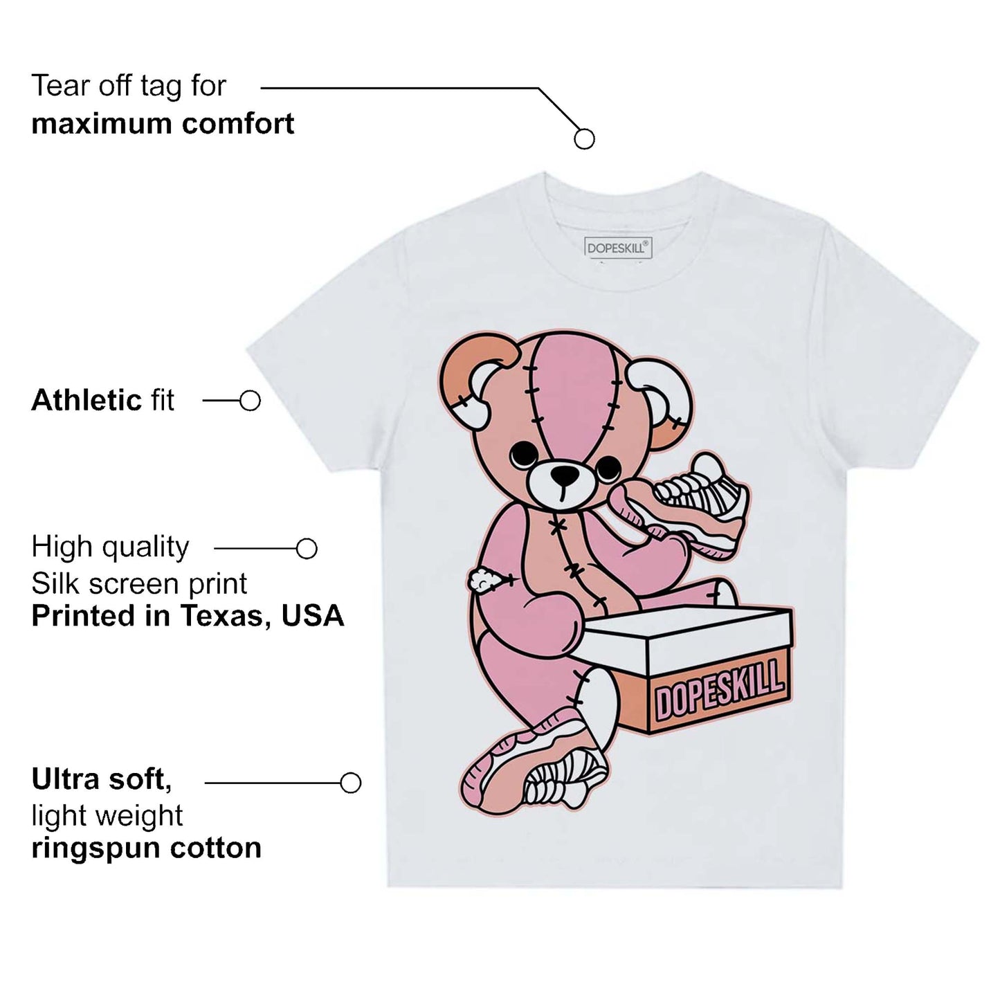 Legend Pink 11s DopeSkill Toddler Kids T-shirt Sneakerhead BEAR Graphic