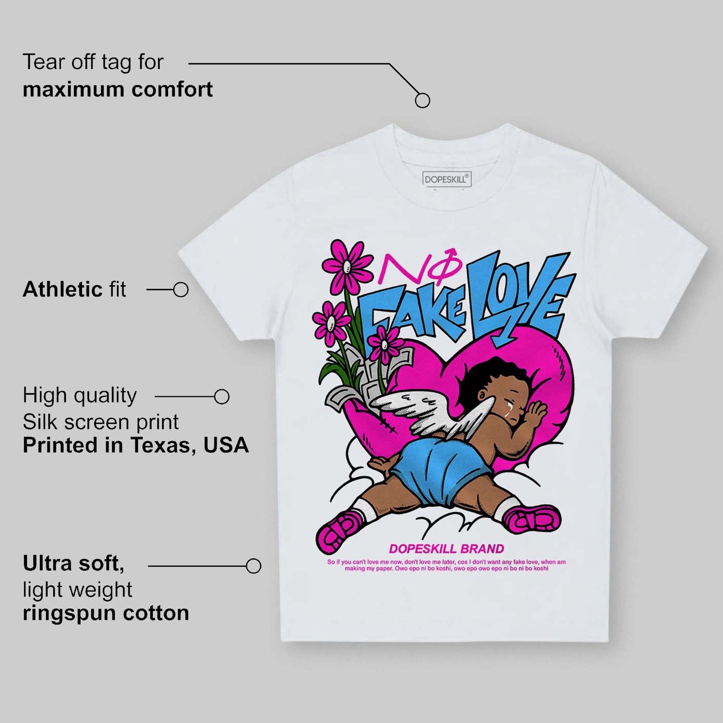 Dunk Low Active Fuchsia DopeSkill Toddler Kids T-shirt No Fake Love Graphic