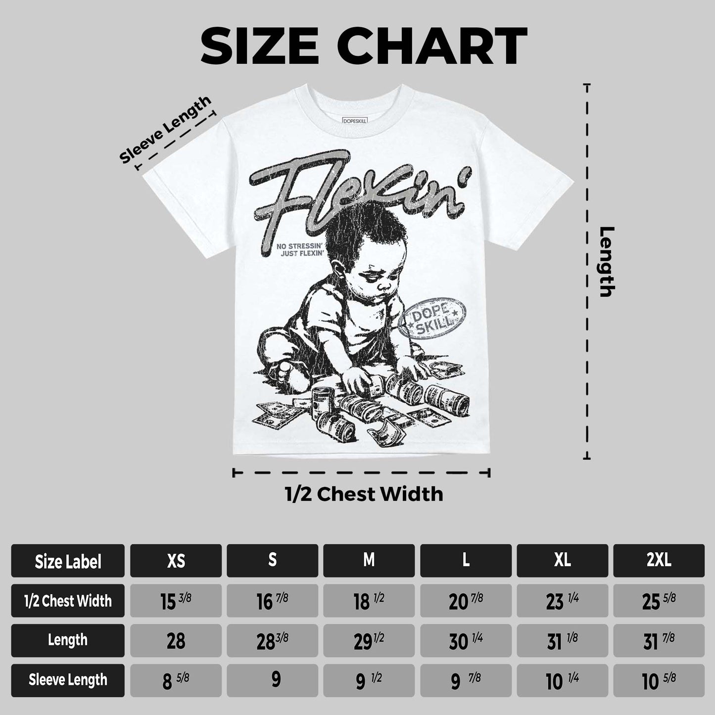 Cool Grey 11s DopeSkill Oversize Print T-Shirt Flexin' Graphic