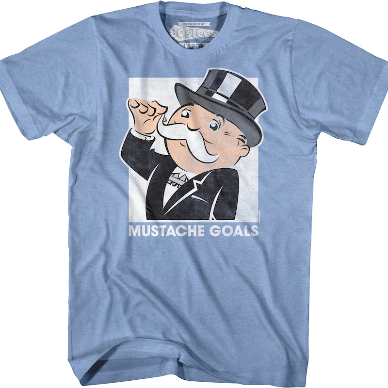 Blue Mustache Goals Monopoly T-Shirt