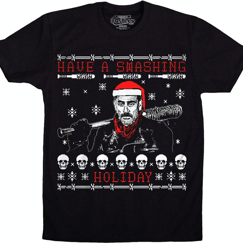 Negan Smashing Holiday Faux Ugly Sweater Walking Dead T-Shirt