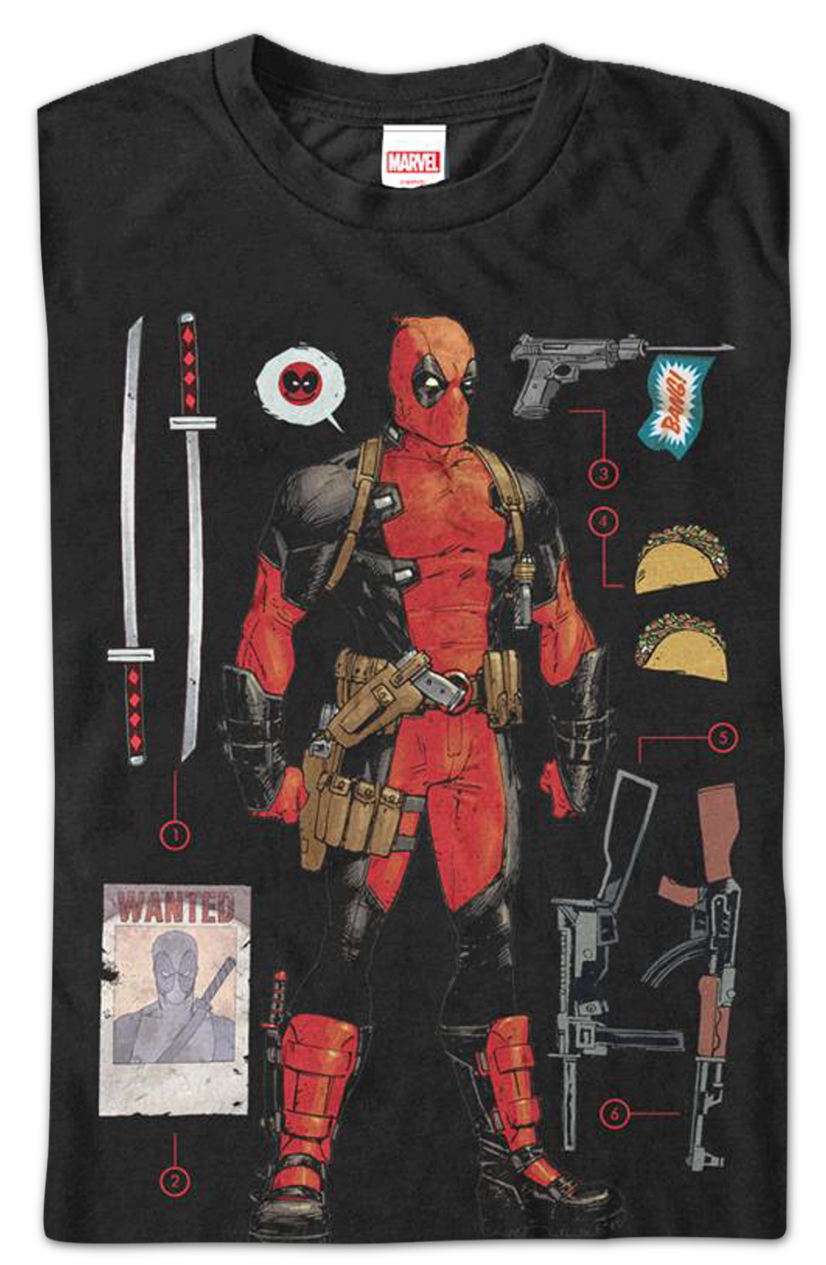 Numbered Items Deadpool T-Shirt