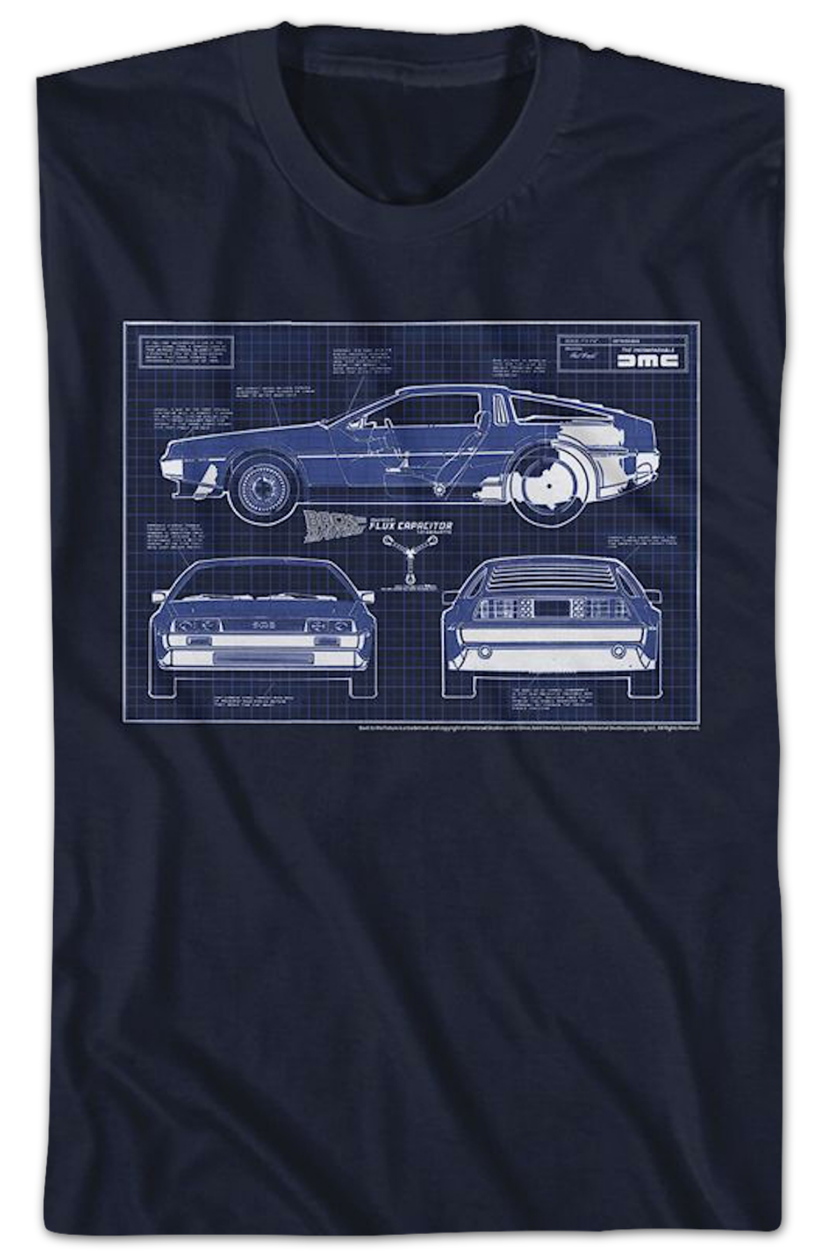 DeLorean Blueprints Back To The Future T-Shirt
