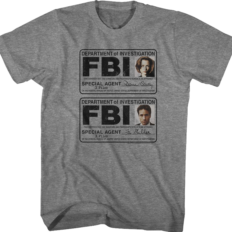 Scully and Mulder Badges X-Files T-Shirt