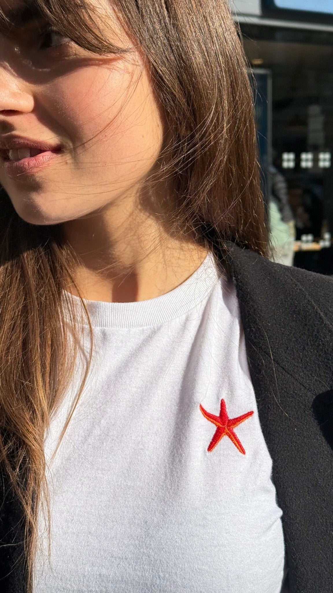 starfish embroidered baby tee