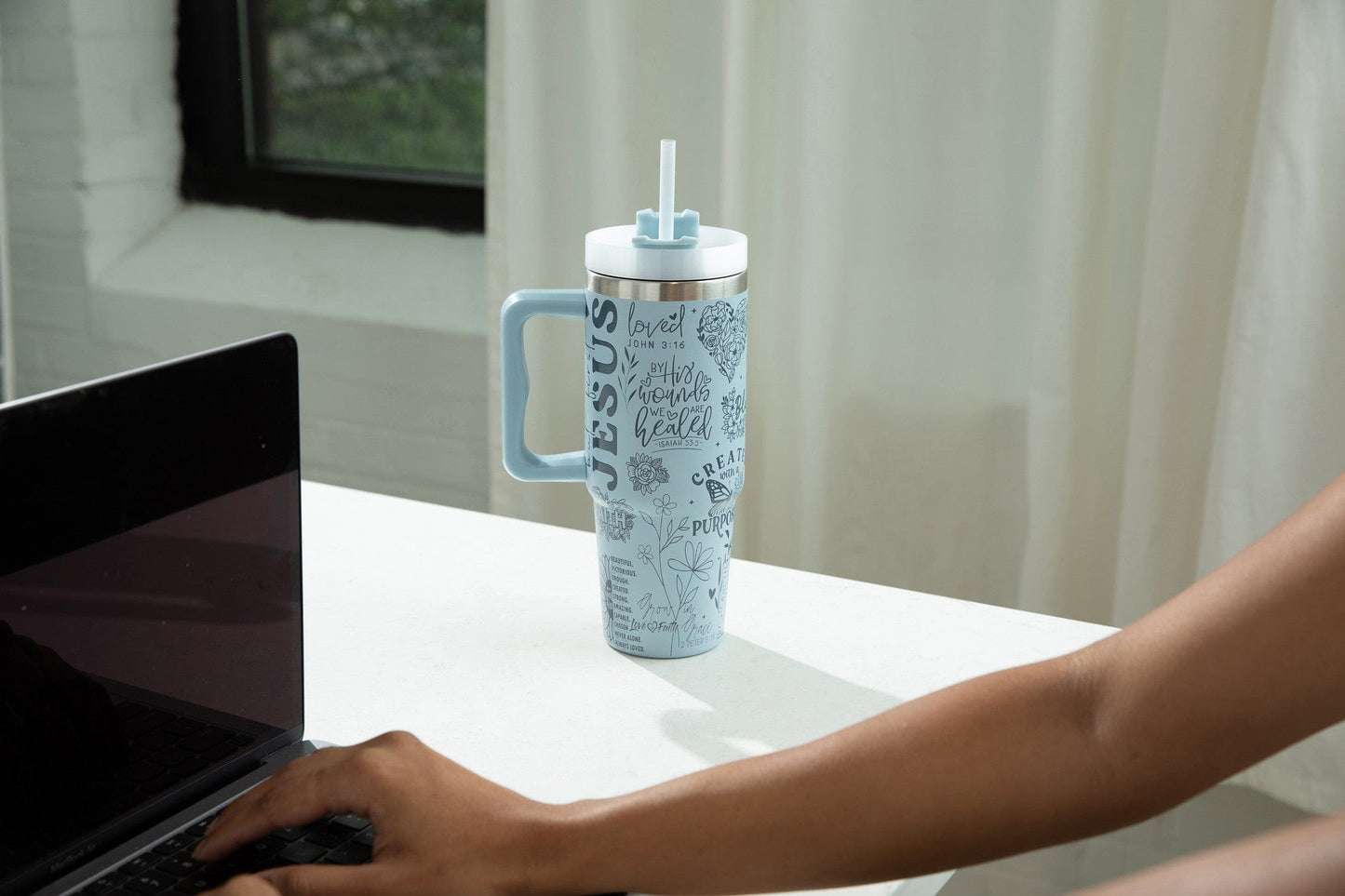 Jesus All Over Print Stainless Steel 30oz Tumbler With Handle