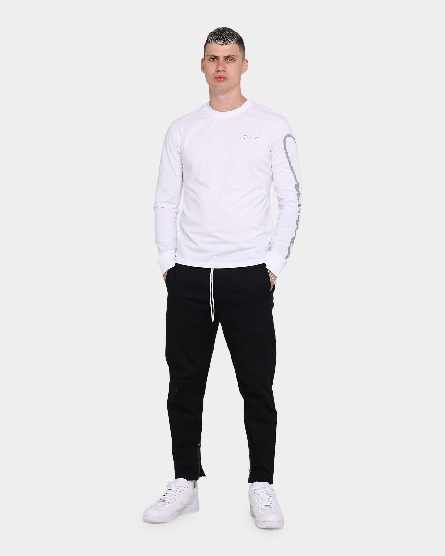 Carr√© Men's Script Slim Long Sleeve T-Shirt White