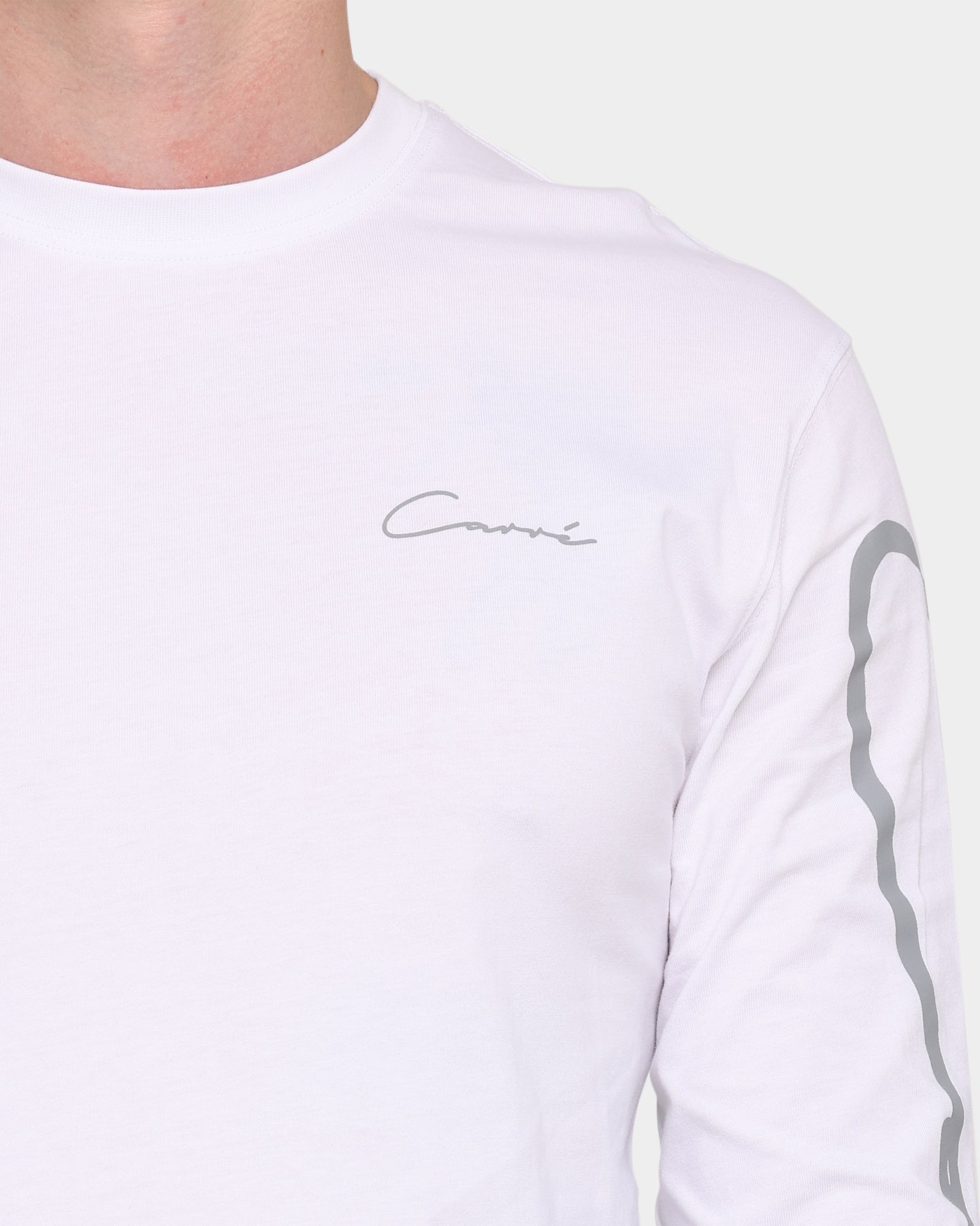 Carr√© Men's Script Slim Long Sleeve T-Shirt White