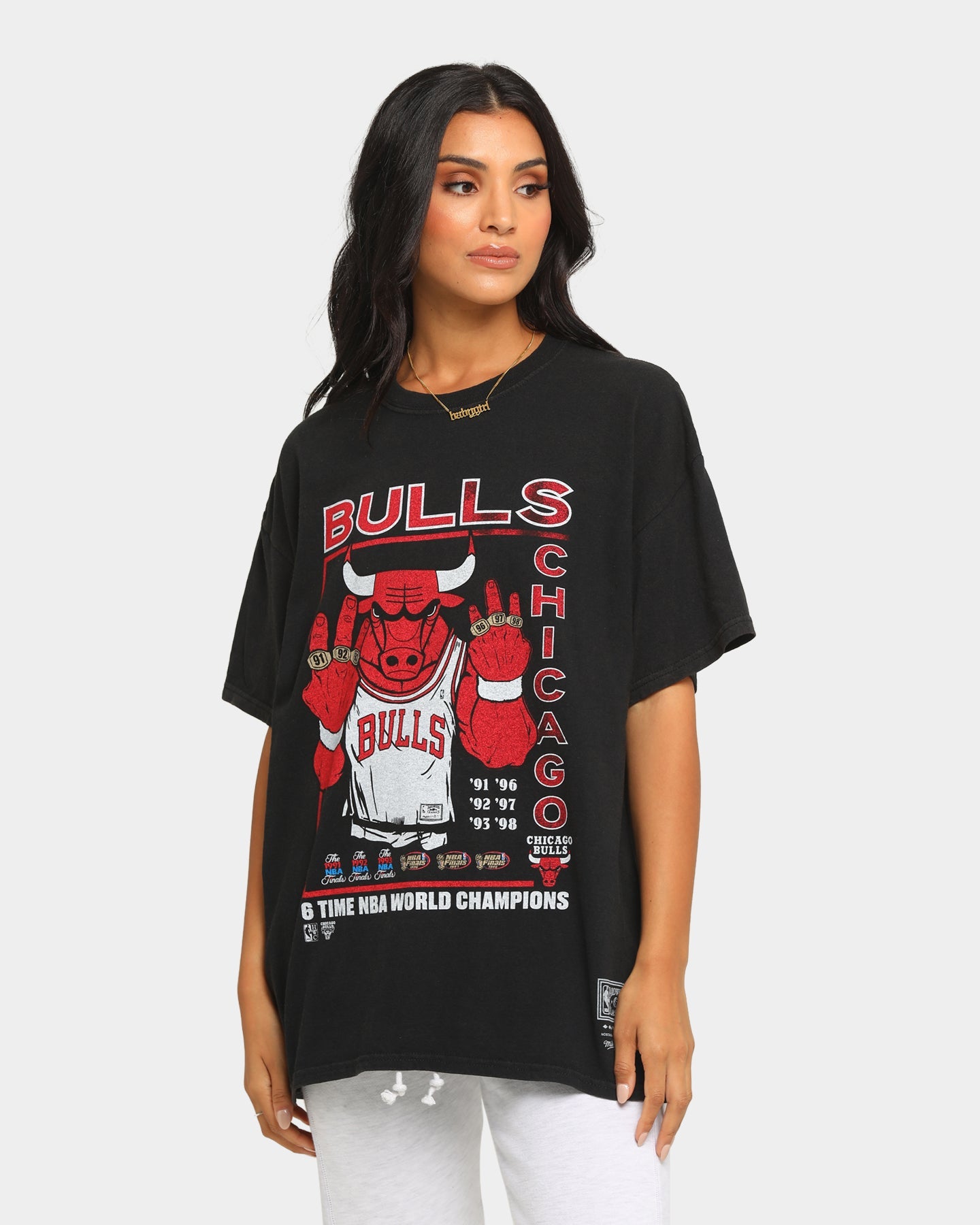 Mitchell & Ness Chicago Bulls Vintage Champs Rings T-Shirt Vintage Black Style001