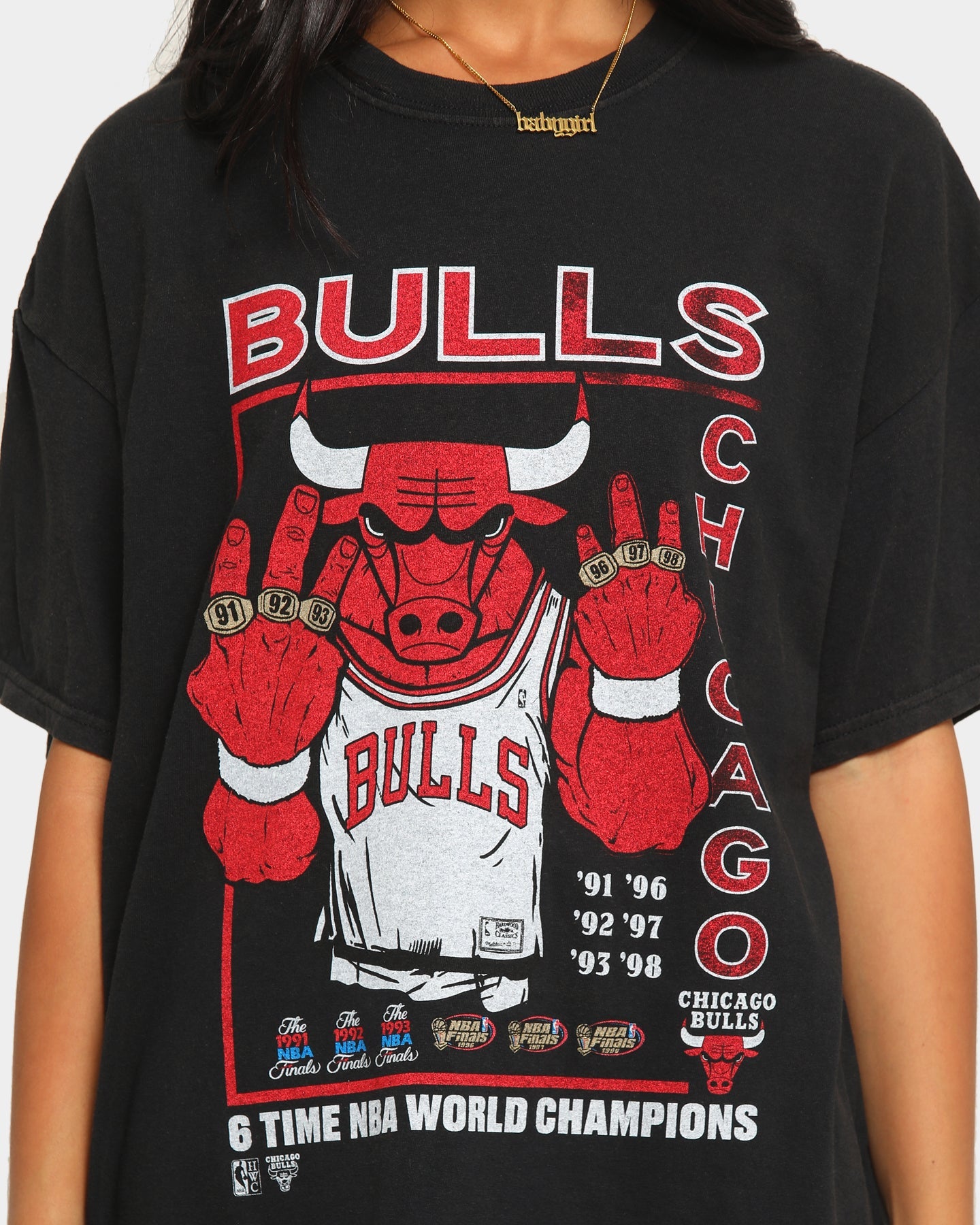 Mitchell & Ness Chicago Bulls Vintage Champs Rings T-Shirt Vintage Black Style001