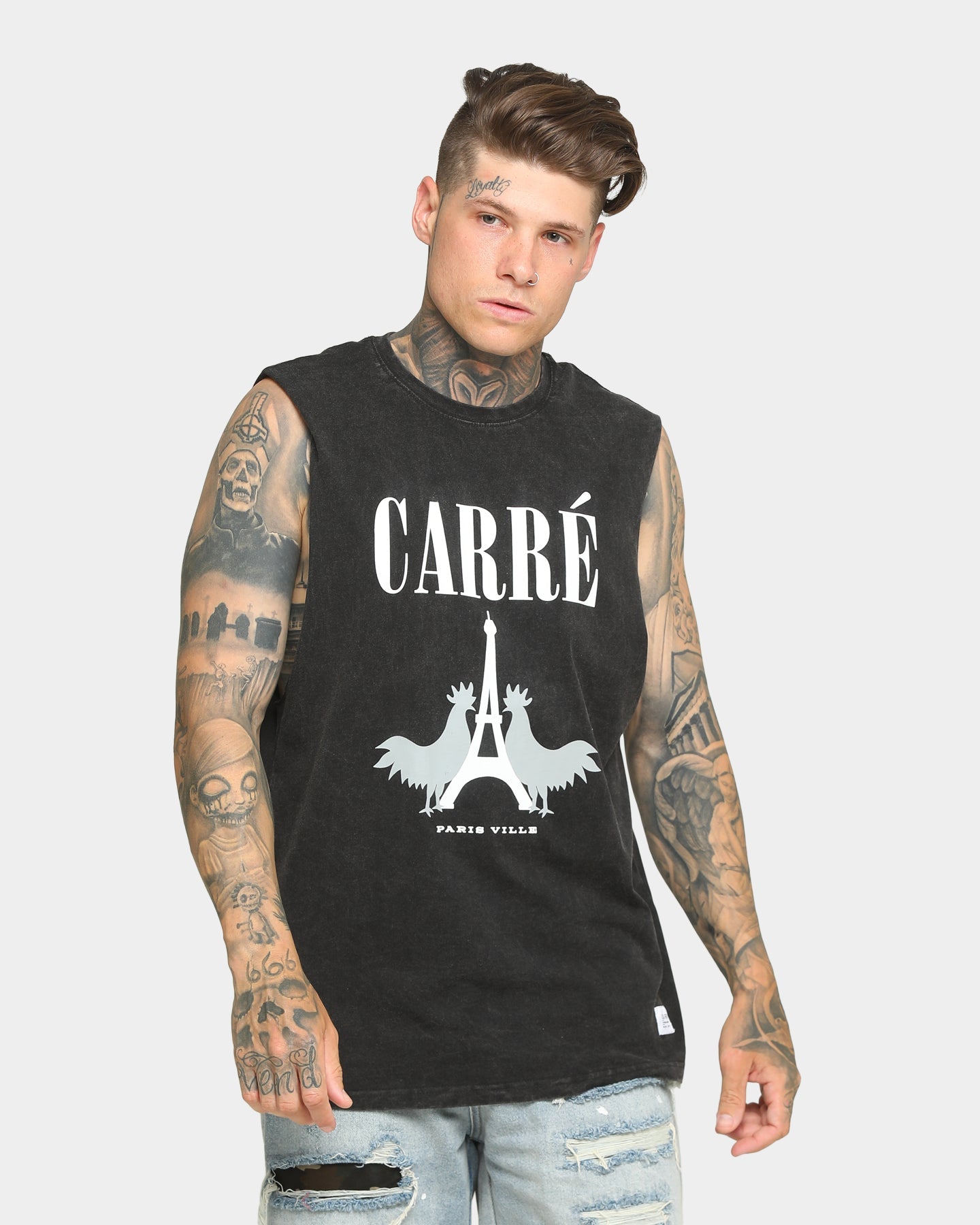 Carr√© Le Coq Classique Muscle T-Shirt Washed Black