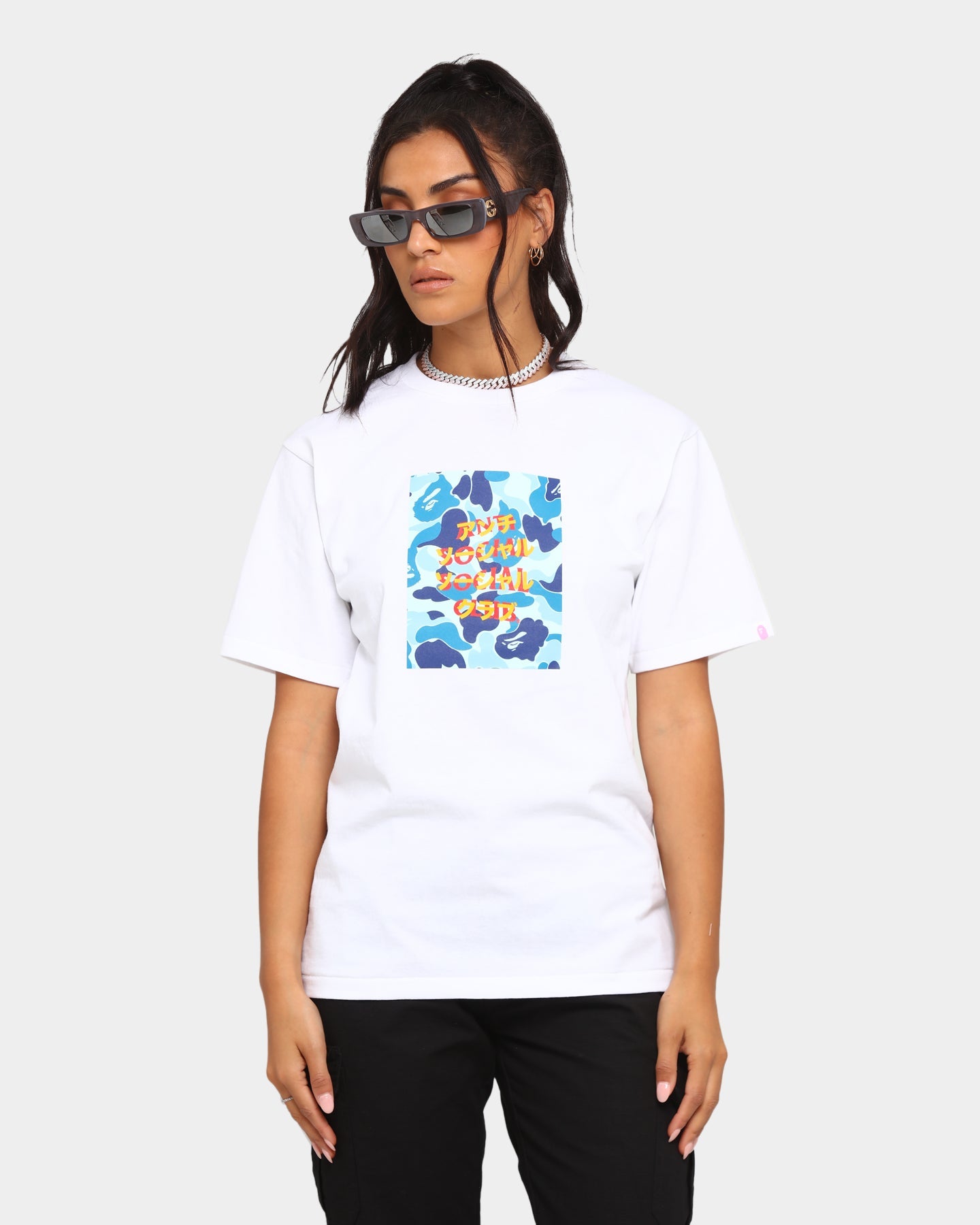 Anti Social Social Club BAPE x ASSC Camo Box T-Shirt White/Blue Style001