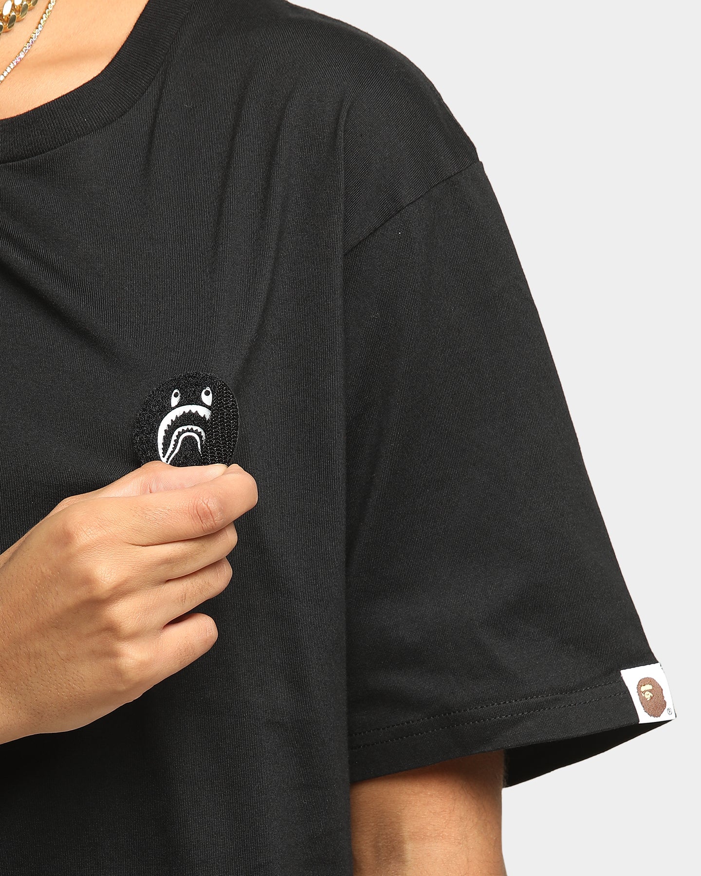 A Bathing Ape Men's Big WGM Shark Emblem Short Sleeve T-Shirt Black Style001