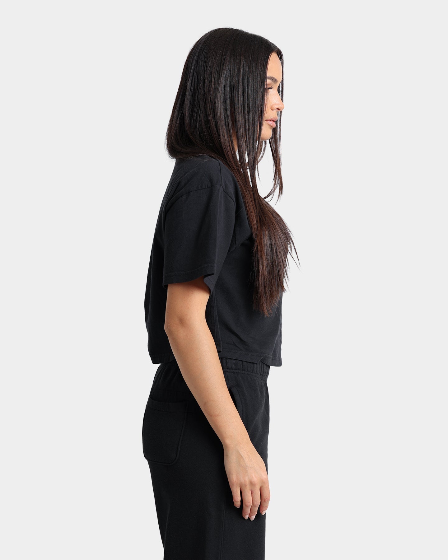 Champion Women's Vintage Dye Crop T-Shirt Black