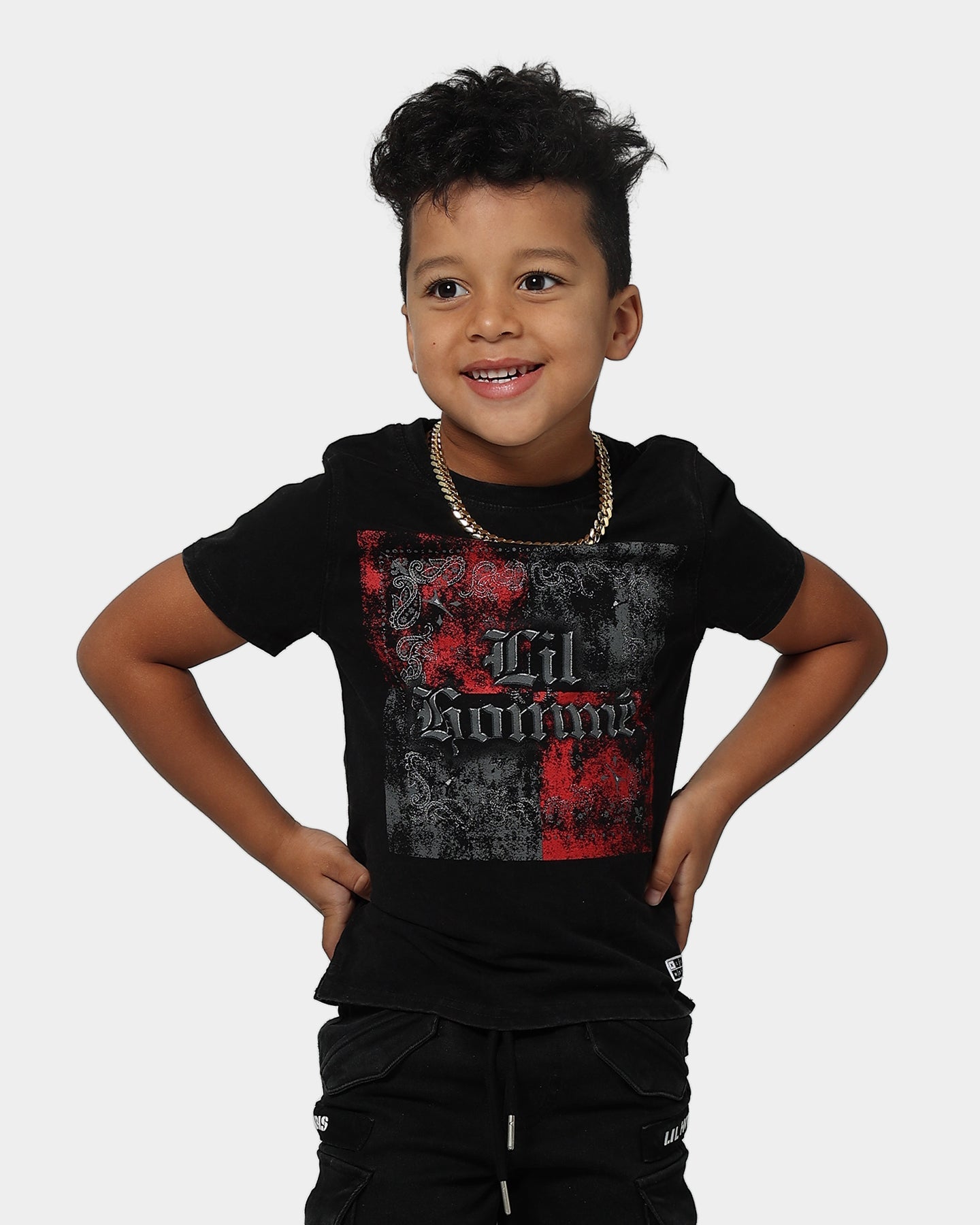 Lil Homme Kid's Mafioso Vintage Short Sleeve T-Shirt Washed Black