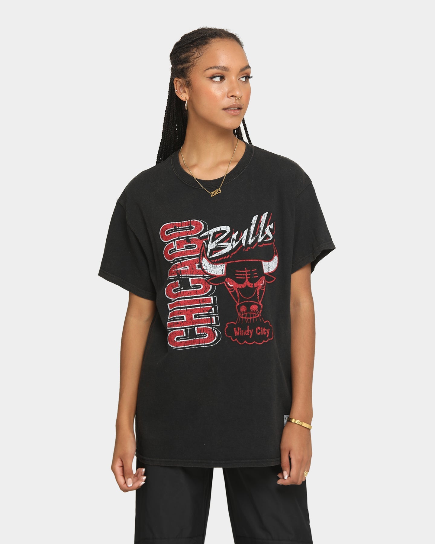 Mitchell & Ness Chicago Bulls Windy City Vintage T-Shirt Vintage Black Style001