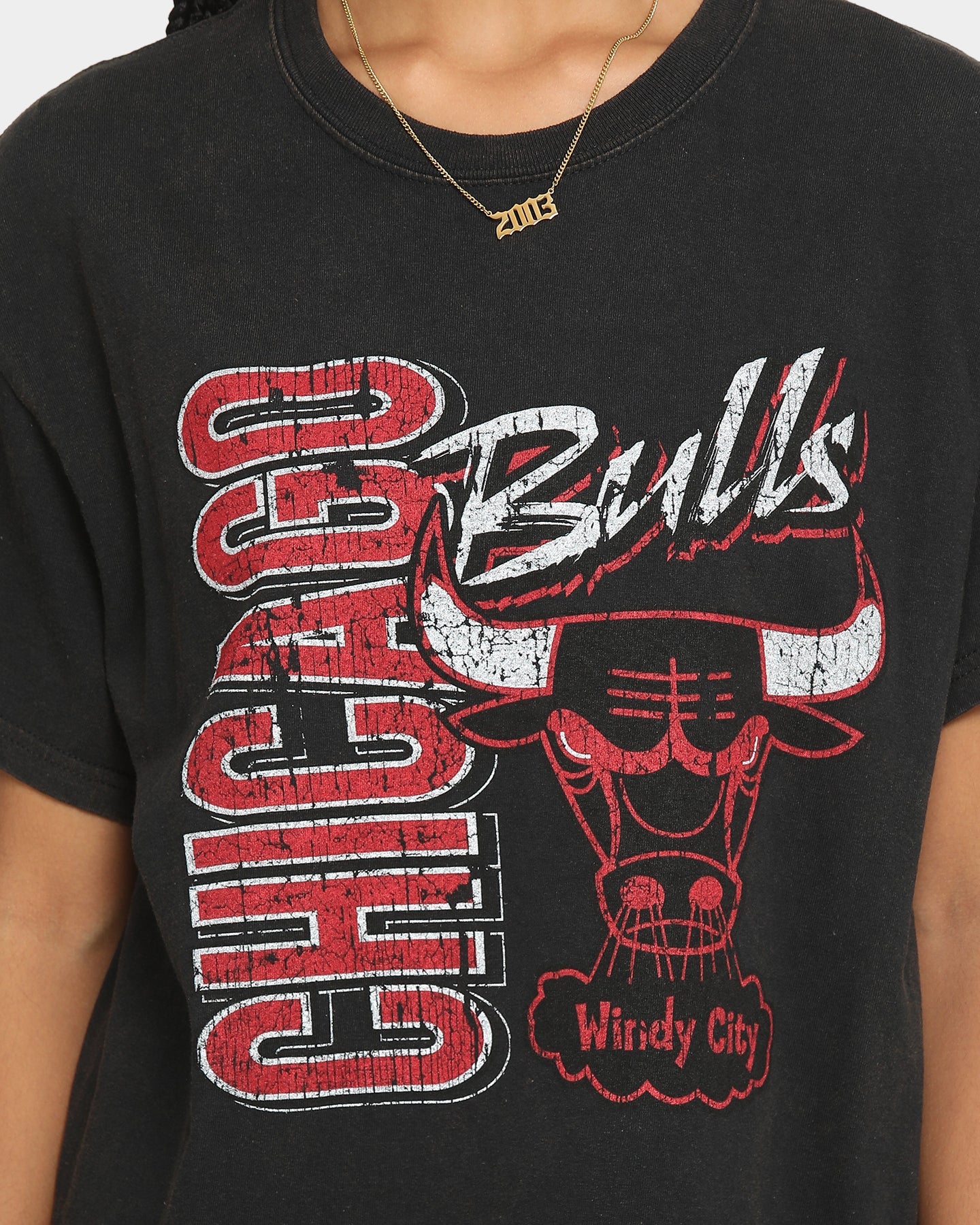 Mitchell & Ness Chicago Bulls Windy City Vintage T-Shirt Vintage Black Style001