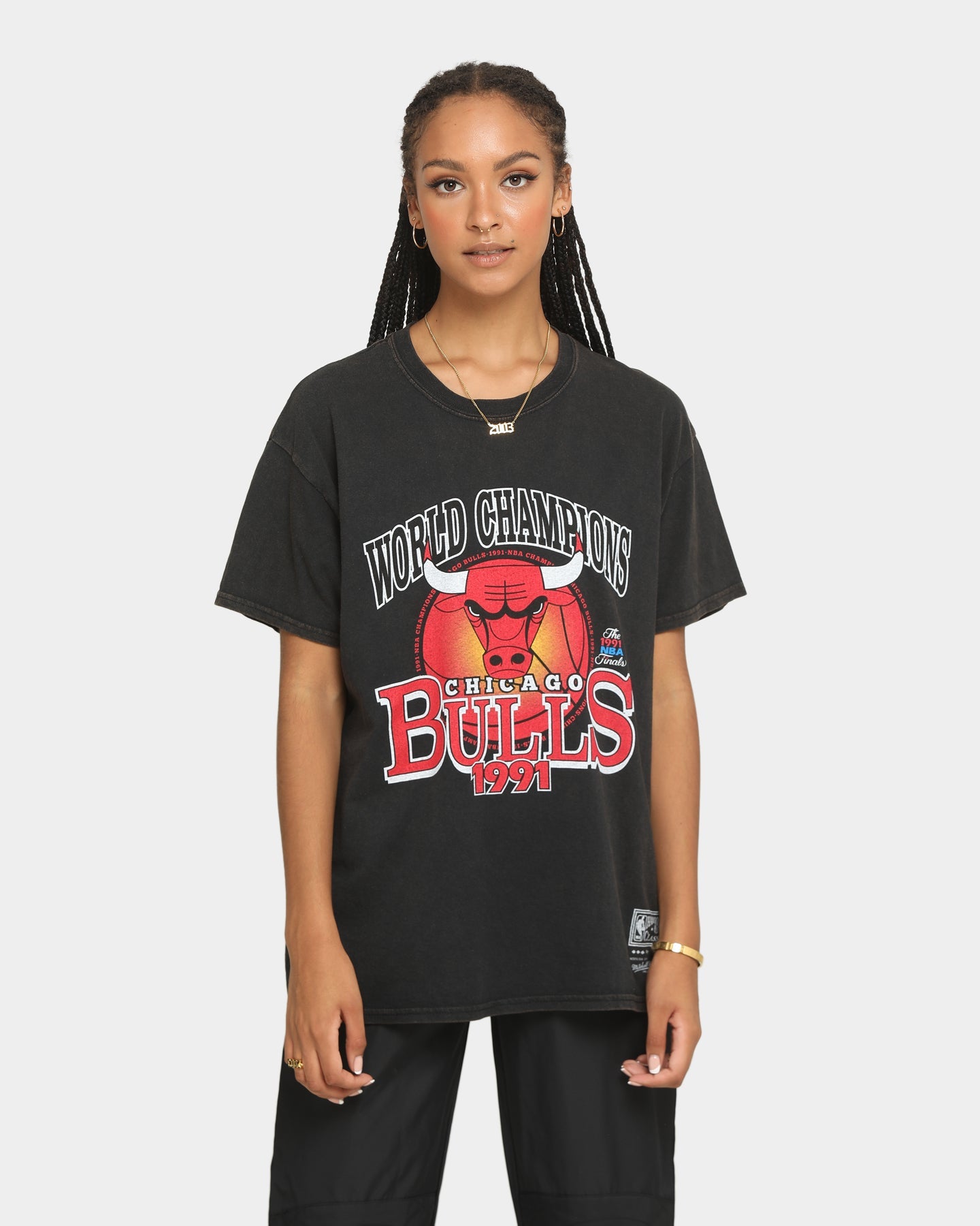 Mitchell & Ness Chicago Bulls World Champs Ball Vintage T-Shirt Vintage Black Style001