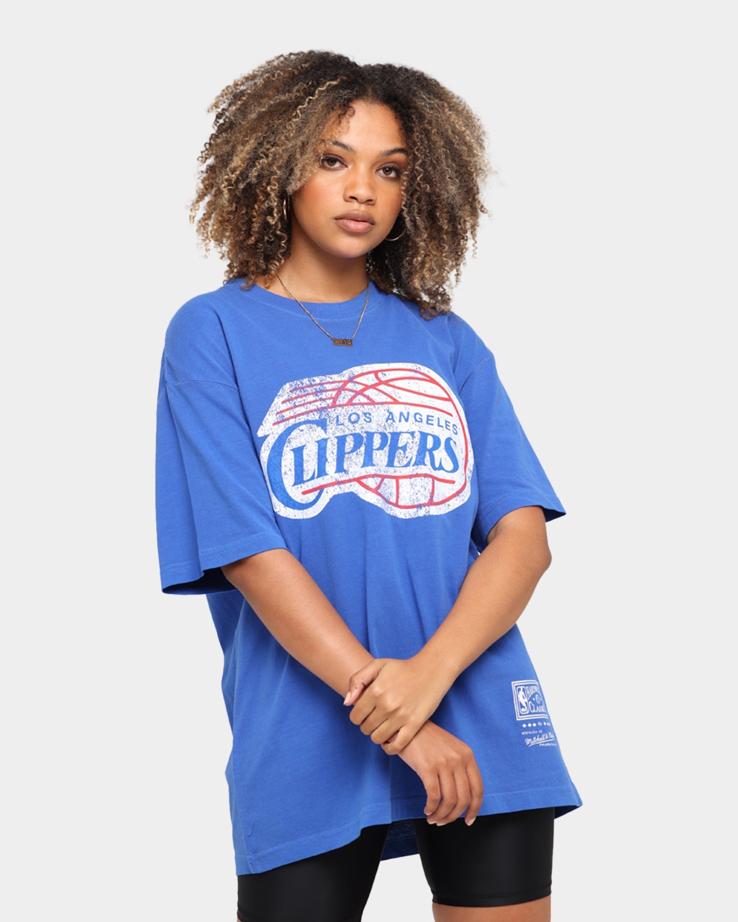 Mitchell & Ness Los Angeles Clippers Oversized TM CLR Logo T-shirt Faded Blue Style001
