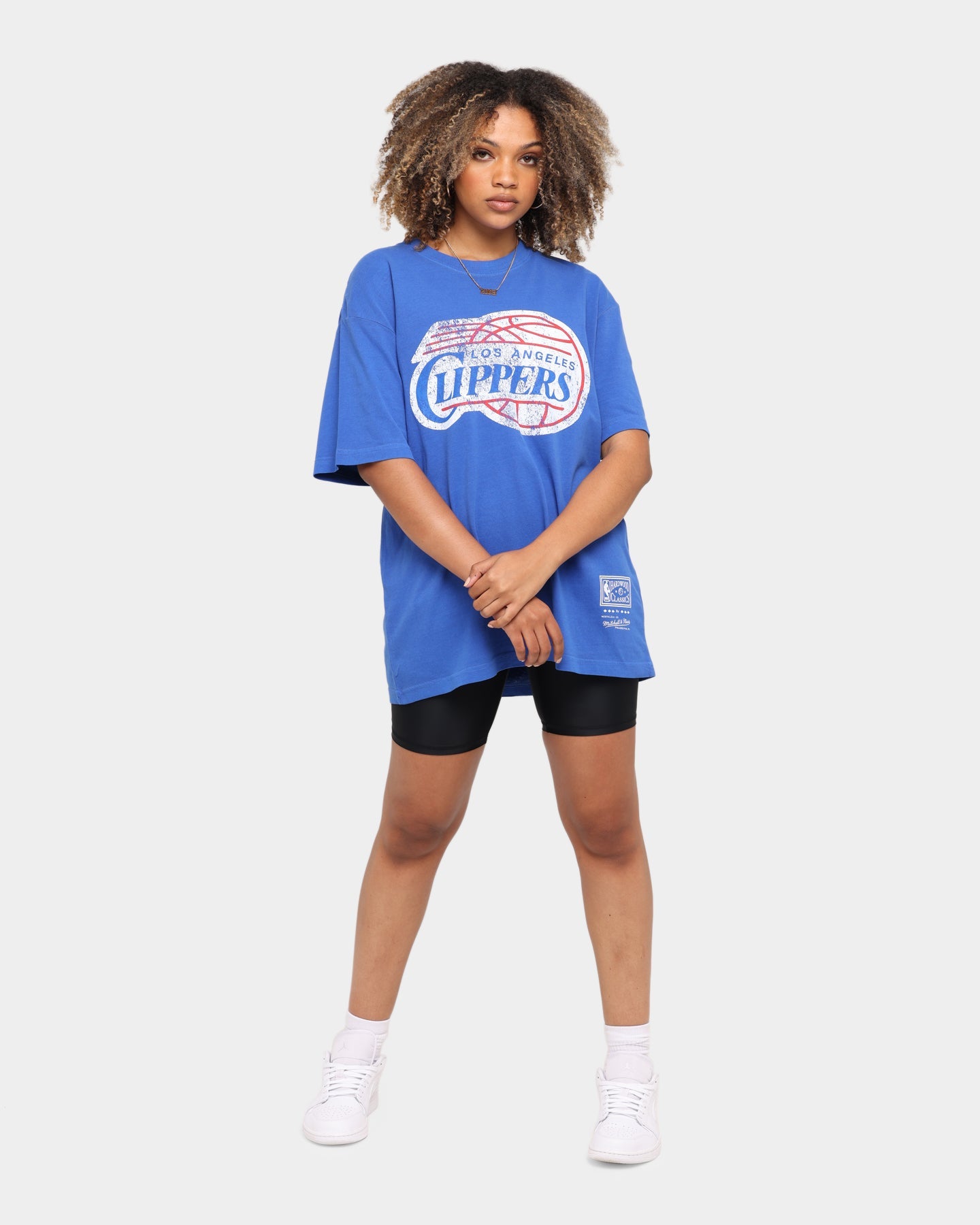 Mitchell & Ness Los Angeles Clippers Oversized TM CLR Logo T-shirt Faded Blue Style001