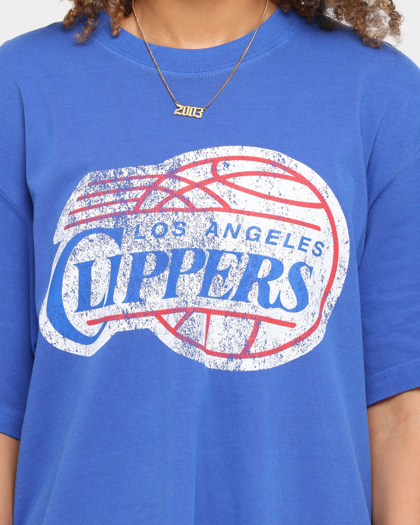 Mitchell & Ness Los Angeles Clippers Oversized TM CLR Logo T-shirt Faded Blue Style001